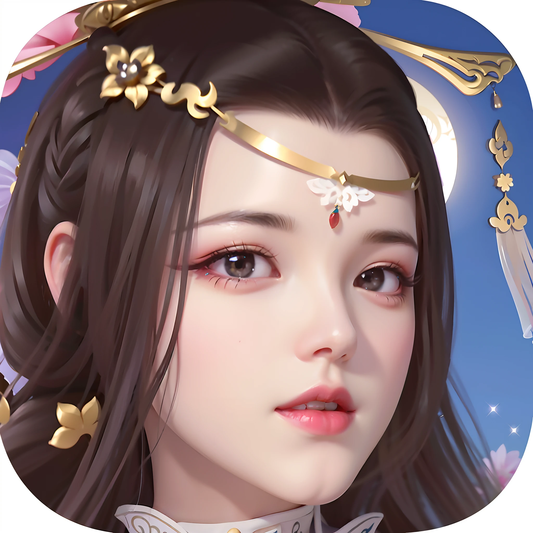 Close-up of a Chinese Xianxia girl, xianxia fantasy, Palace , A girl in Hanfu, Chinese fantasy, a beautiful fantasy empress, China Princess, Inspired by Huang Ji, Inspired by Tang Yifen, Inspired by Qiu Ying, inspired by Zhang Wo, inspired by Hua Yan, inspired by Li Mei-shu, Princesa chinesa antiga,smile, close-up, reflection light, sparkle, high detail, Verism, UHD, retina, masterpiece, textured skin, highres, best quality, award winning, 16k, 8k, ccurate