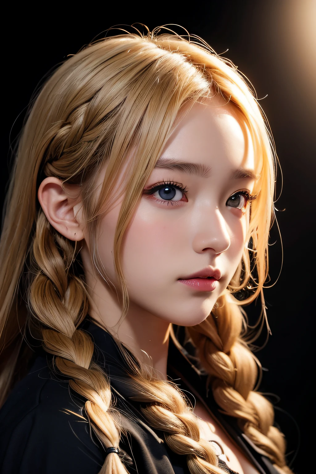 Caucasian model at 17 years old, close-up, masterpiece, top quality, raw photo, photorealistic, face, incredibly ridiculous, beautiful girl, cute, detailed eyes, one knot in braid, depth of field, high resolution, ultra detail, fine detail, highly detailed, highly detailed eyes and face, sharp pupils, realistic pupils, sharp focus, cinematic lighting , cohesive hairstyle, Blonde, Clean clothing, Face closeup, Masterpiece, Realistic skin texture, Ultra detailed, Lustrous hair and skin