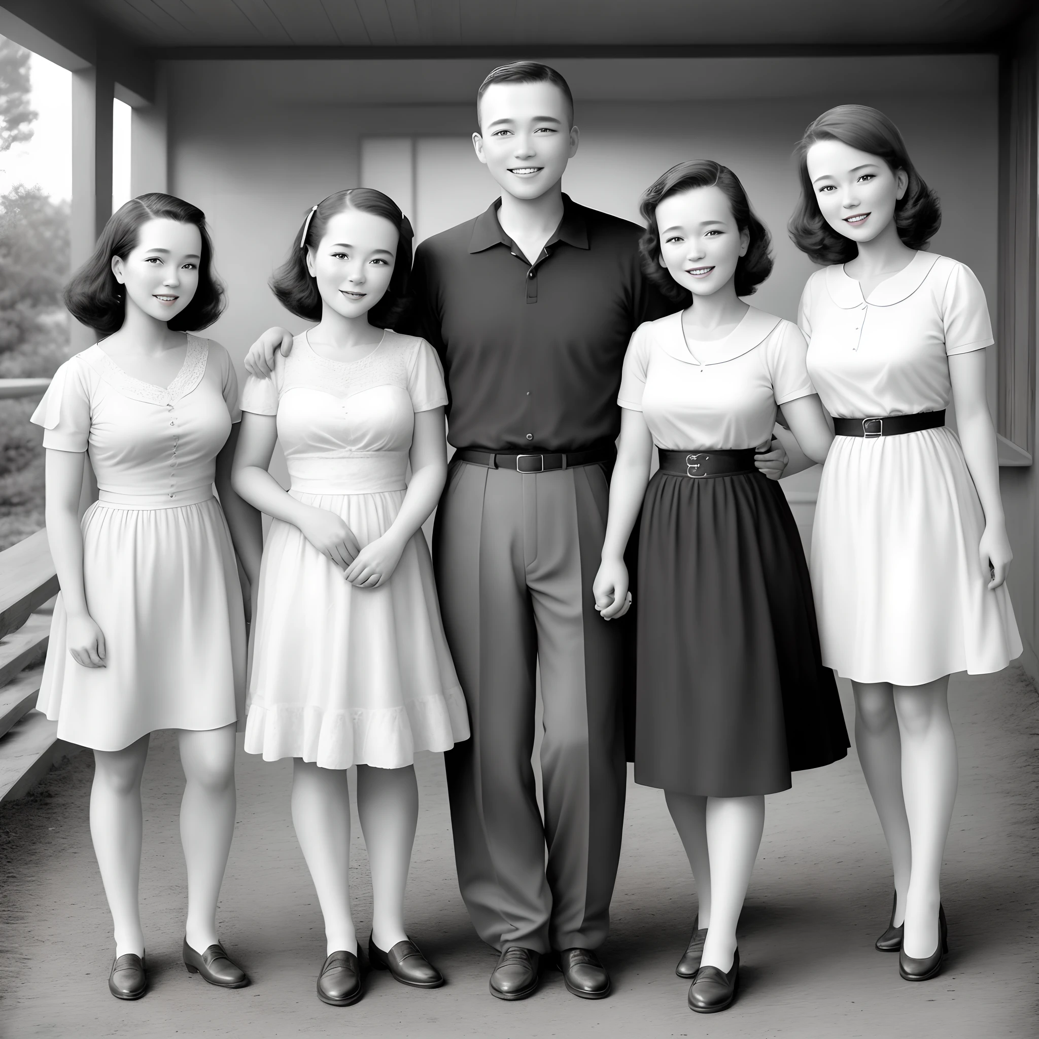 a family photo of a mom dad and daughter from the 1950s