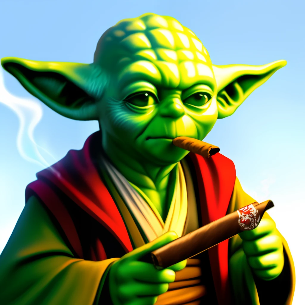 Yoda smoking a cigar
