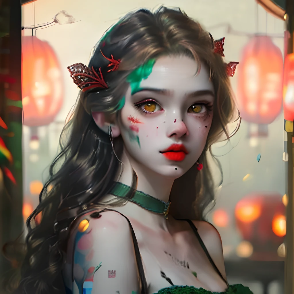 Lantern fish anthropomorphism,female pervert,Yellow eyes,Dark green medium long hair,Ignorant,Thick paint and realism,sexy for,Very white,Very skinny,unholy