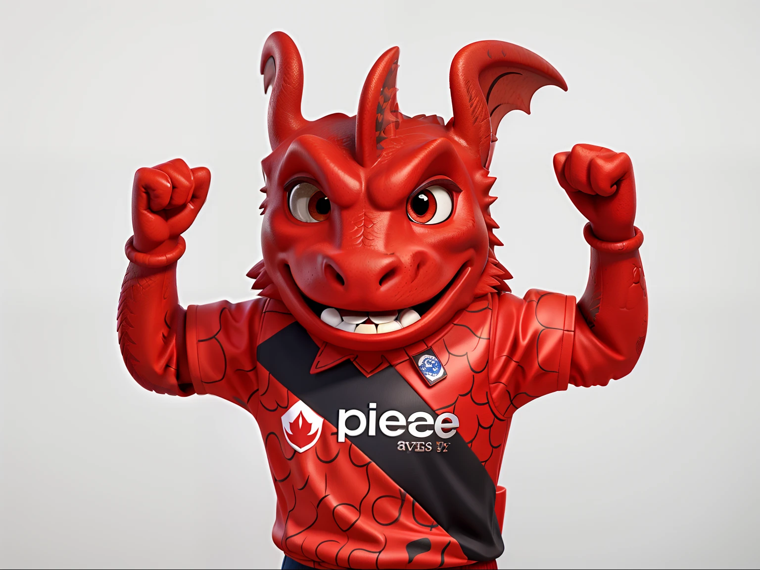 mascote, red dragon, cara de mauvado