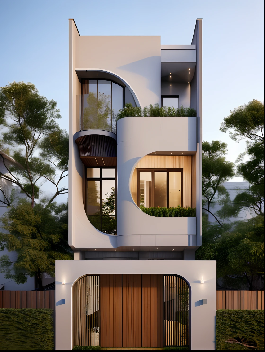 rendering of a modern residential townhouse, professional render, wide angle exterior 2023, highly detailed render, high quality rendering, realistic render, architectural render, high-quality render, detailed rendering, hyper-realistic render, hyper - realistic render, very realistic 3 d render, high render, realistic rendering, very realistic render