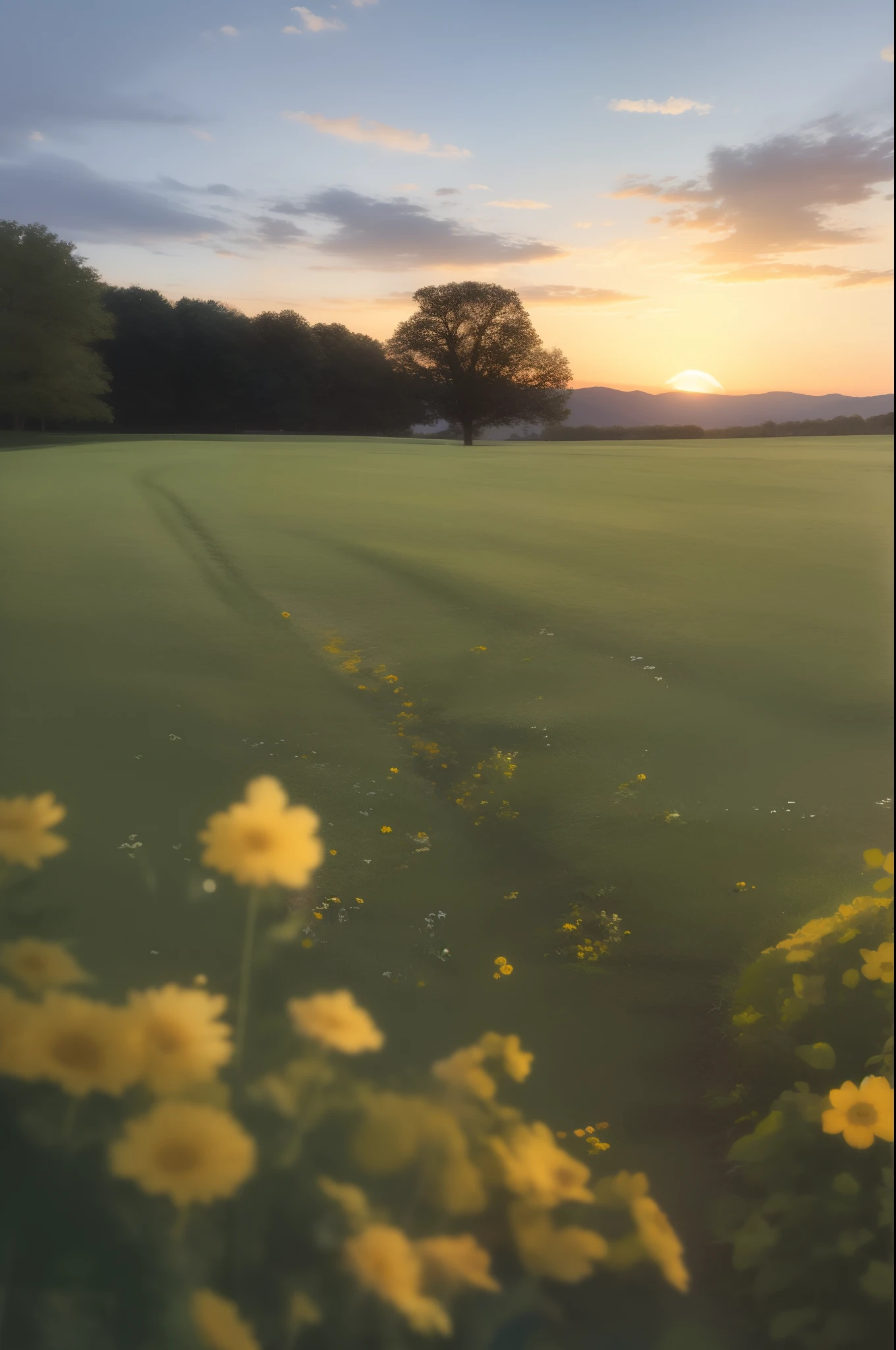 Peaceful field sunset