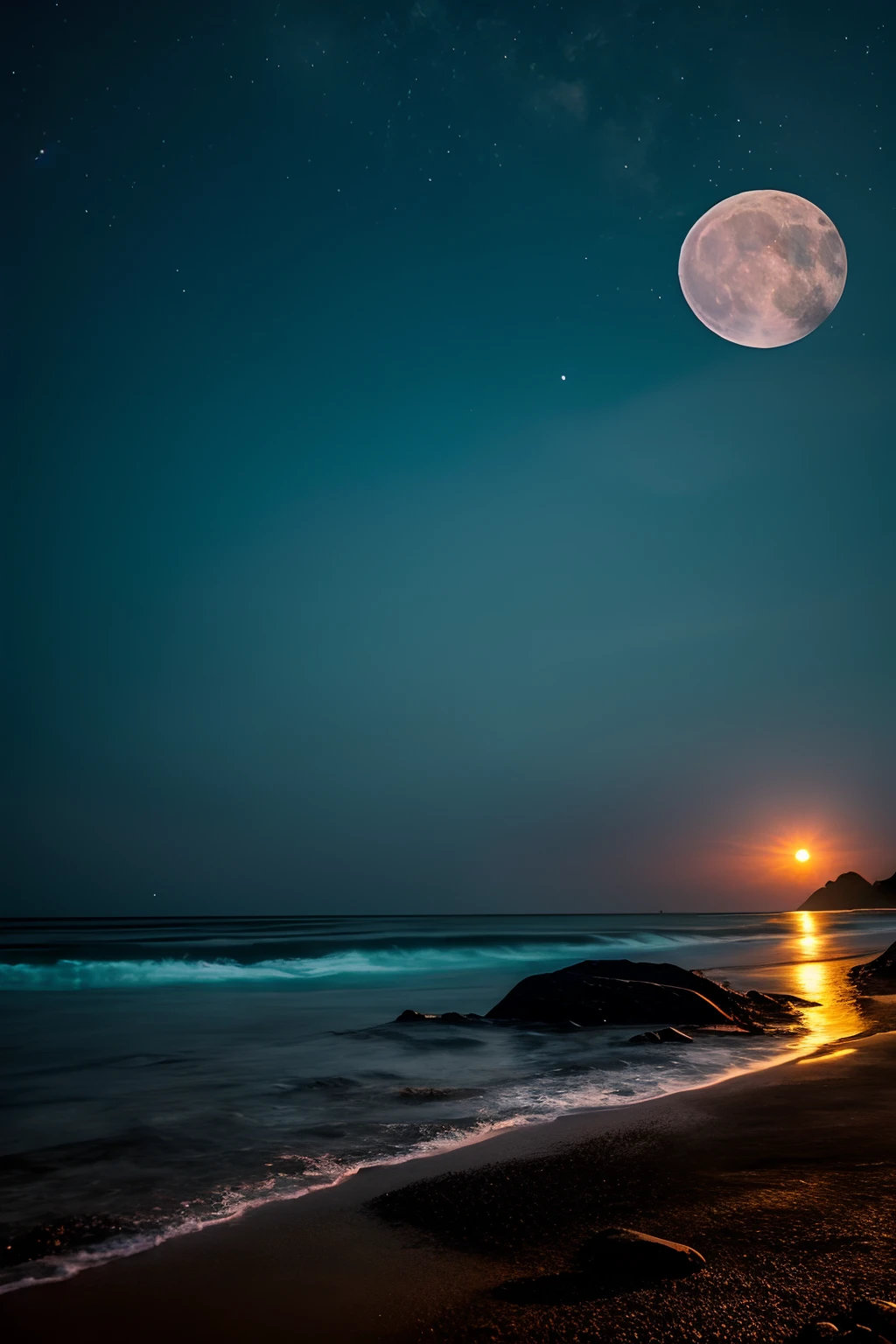 Coastal moonlight landscape, photography of Indonesia, inspired by the style of Ken Duncan well known as the pioneer of landscape, in making use of dodging and burning to edit a landscape image.