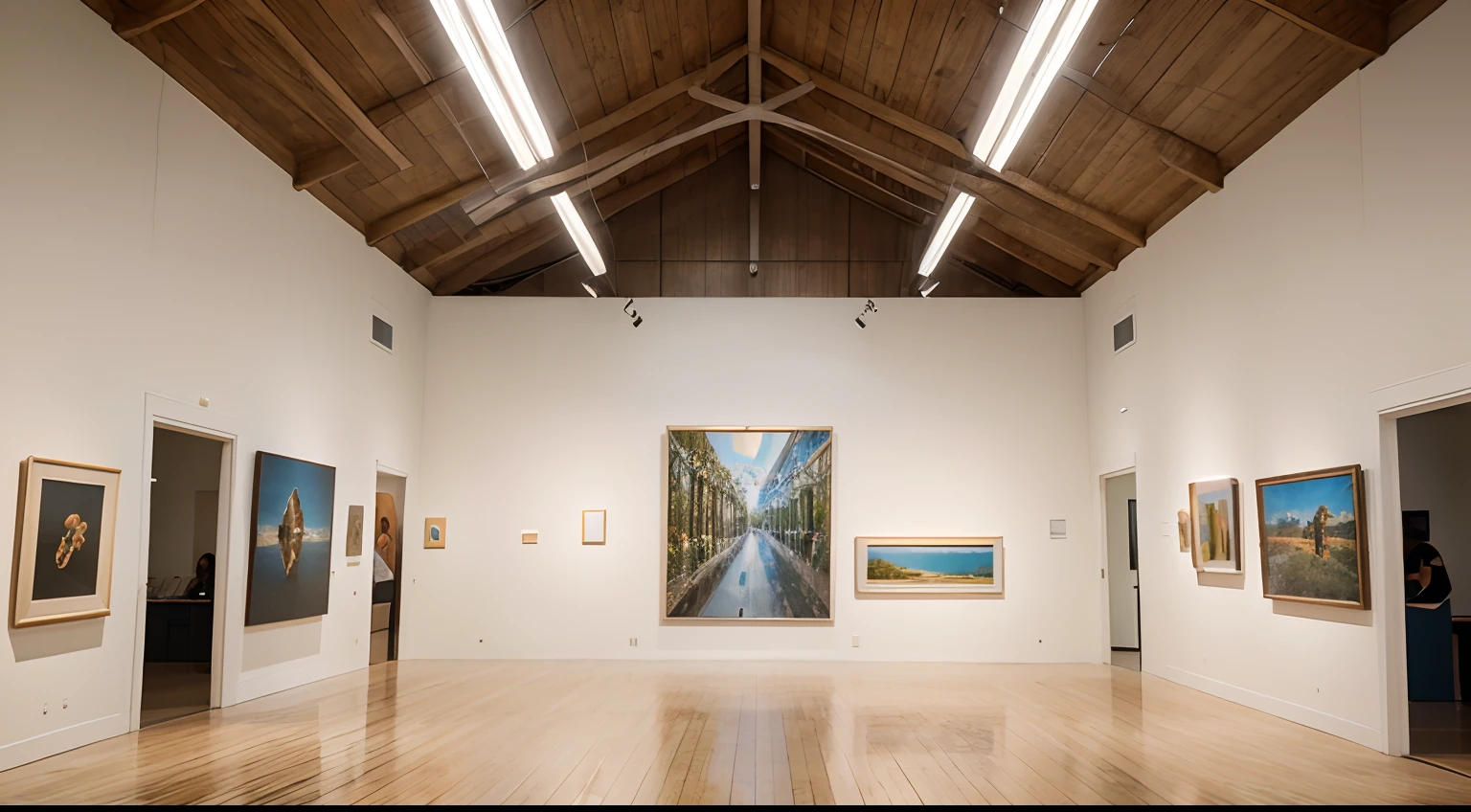 a hyper realistic photography of a art Gallery in Australia, no people, Nikon D850 DSLR 4k camera, 100mm lens, F 1.2 aperture setting, bright and natural lighting, vibrant, fun and relaxing atmosphere