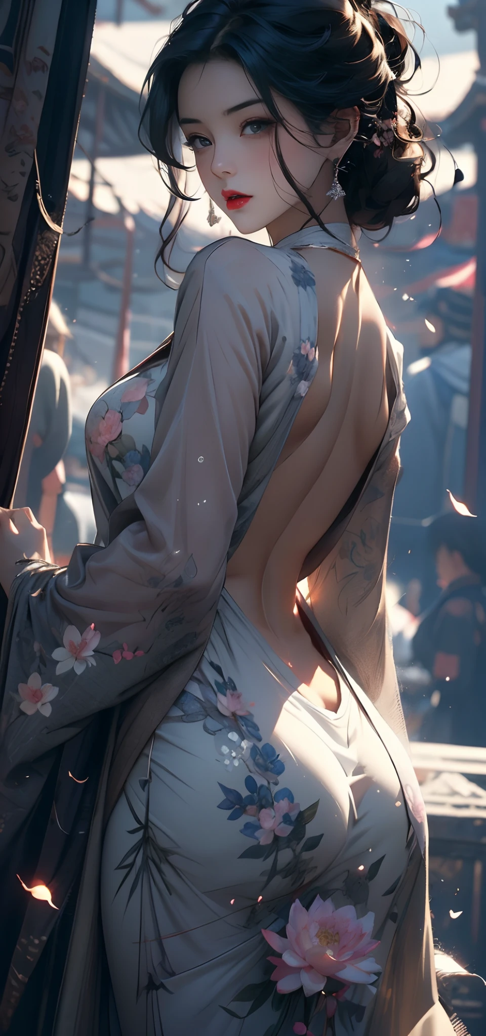 1female，25 age old，Married Woman，熟妇，plumw，extremely large bosom， 独奏，（Background with：ponds，Cherry blossom forest，lotus flower）standing on your feet， She has short black hair，seen from the front，， mostly cloudy sky，（（（tmasterpiece），（Very detailed CG unity 8K wallpaper），best qualtiy，cinmatic lighting，detailed back ground，beatiful detailed eyes，Bright pupils，Black eyes，Snow-whiteskin，Redlip（Very fine and beautiful），（Beautiful and detailed eye description），ultra - detailed，tmasterpiece，））facing at camera，A high resolution，ultra - detailed），revealing breasts，Bare genitalia，  Bulge，legs are open，Raised sexy，Camel toes，Desire for dissatisfaction，frontage，Navy，elementary student，（Wearing：sailor uniformm，Bare ，）