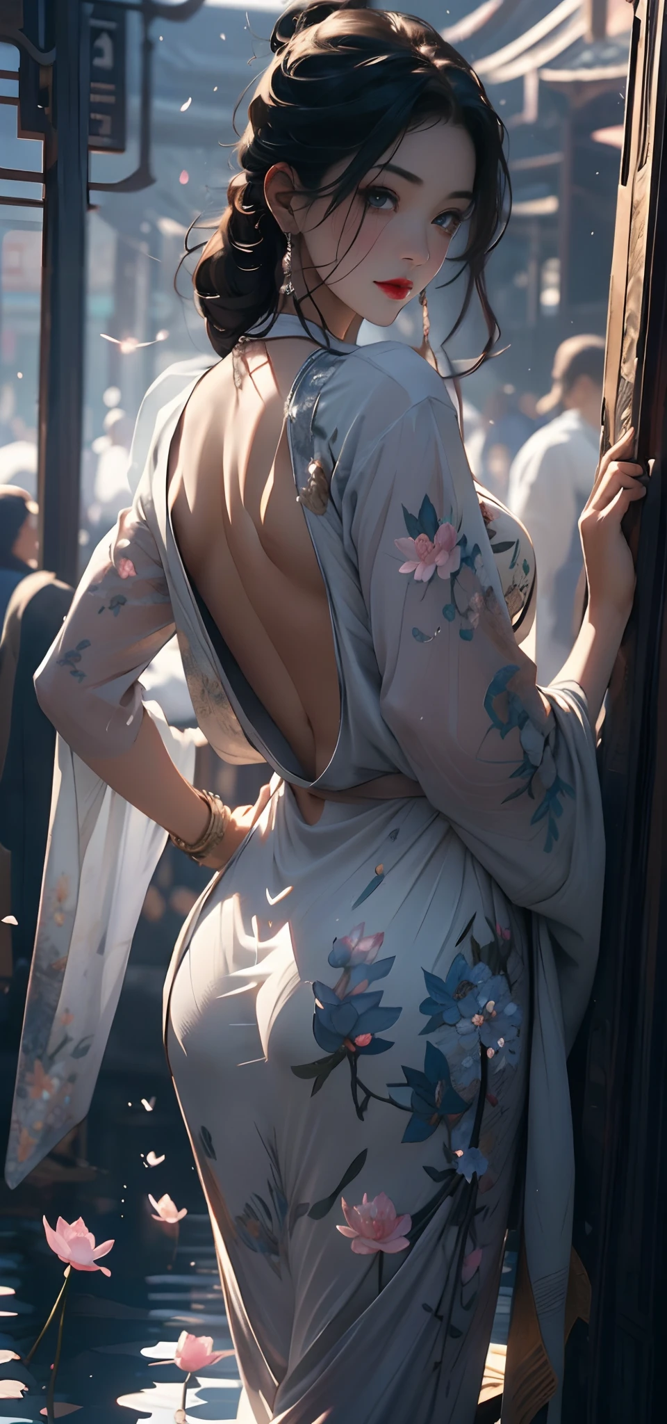 1female,25 age old,Married Woman,熟妇,plumw,extremely large bosom, 独奏,(Background with:ponds,Cherry blossom forest,lotus flower)standing on your feet, She has short black hair,seen from the front,, mostly cloudy sky,(((tmasterpiece),(Very detailed CG unity 8K wallpaper),best qualtiy,cinmatic lighting,detailed back ground,beatiful detailed eyes,Bright pupils,Black eyes,Snow-whiteskin,Redlip(Very fine and beautiful),(Beautiful and detailed eye description),ultra - detailed,tmasterpiece,))facing at camera,A high resolution,ultra - detailed),revealing breasts,Bare genitalia, Bulge,legs are open,Raised sexy,Camel toes,Desire for dissatisfaction,frontage,Navy,elementary student,(Wearing:sailor uniformm,Bare ,)