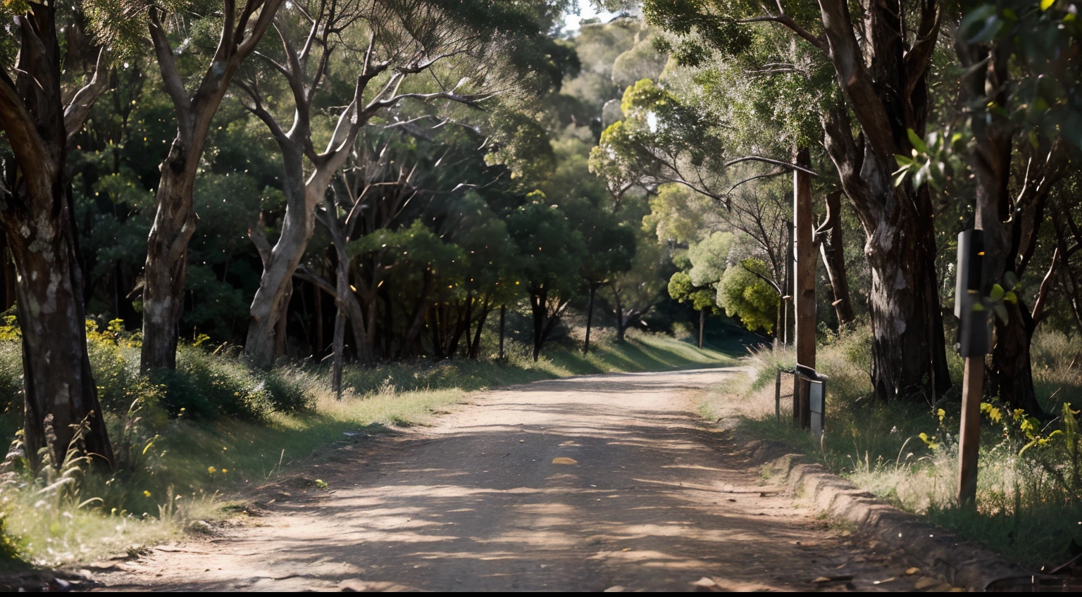 a hyper realistic photography of the walking trails in Box Hill in Australia, no people, Nikon D850 DSLR 4k camera, 100mm lens, F 1.2 aperture setting, bright and natural lighting, vibrant, fun and relaxing atmosphere