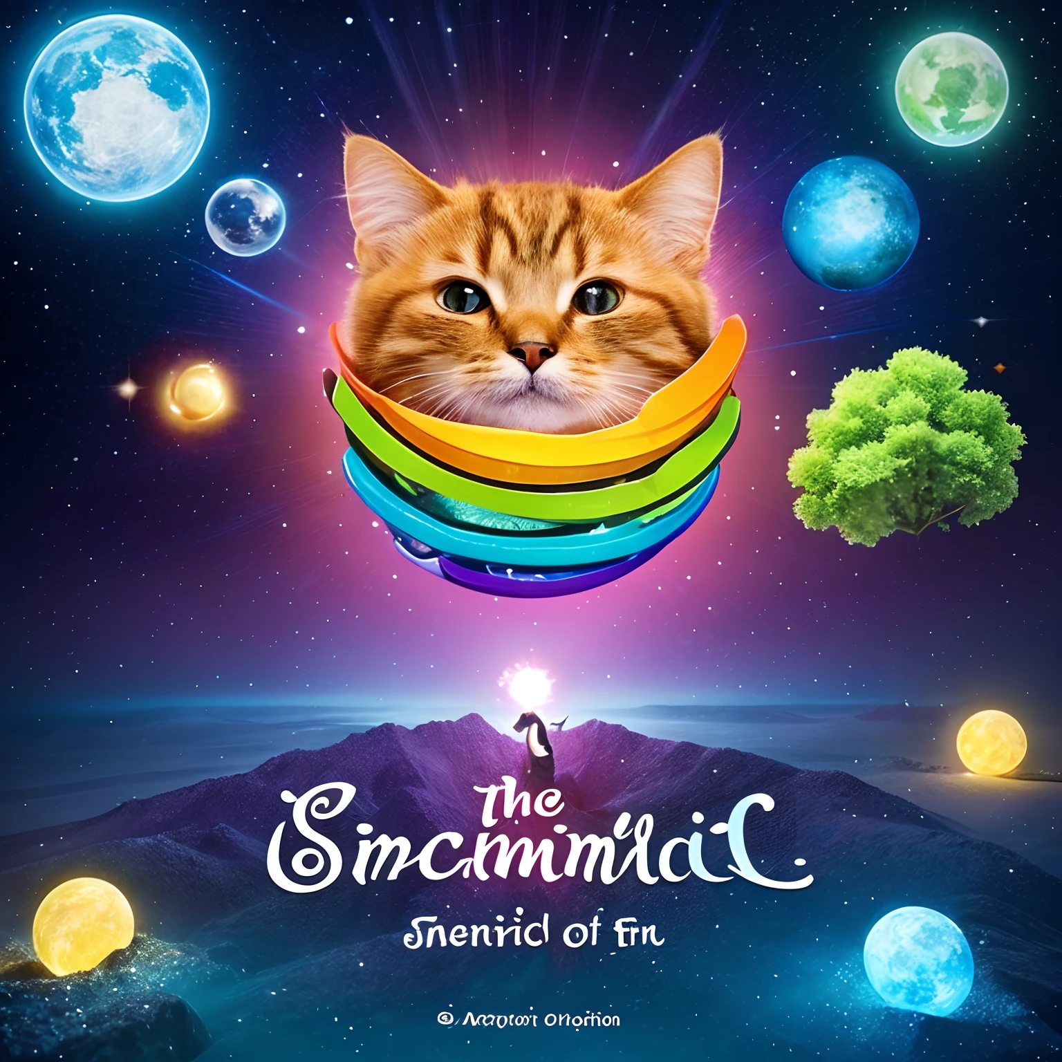 "Please create a logo for the 'Enchantment of the Mind' channel. This logo should symbolize inner transformation and magic of the heart, while also reflecting the channel's focus on positive mental health, happiness, self-growth, and positive thinking. Additionally, incorporate a cat as the main character in this logo. Cats can symbolize inner exploration, peace, and charm, and by including a cat, let's unify the channel's message and visual identity, evoking inner exploration and positive transformation for the viewers."