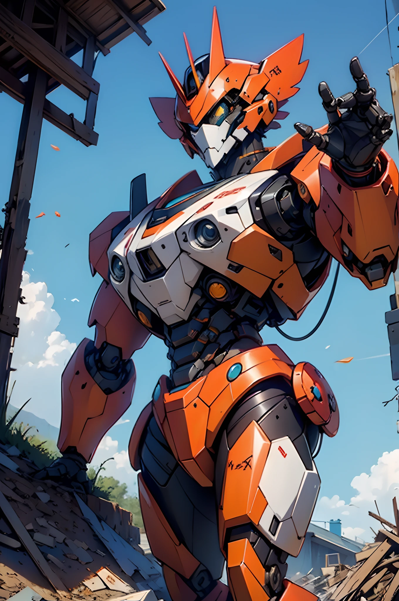 A fantz monster design,  Cute robot in the middle of the garbage heap [style-rustmagic]，Pick up the picture - mecha，Shitu-mecha,Girl，Bionic Man，