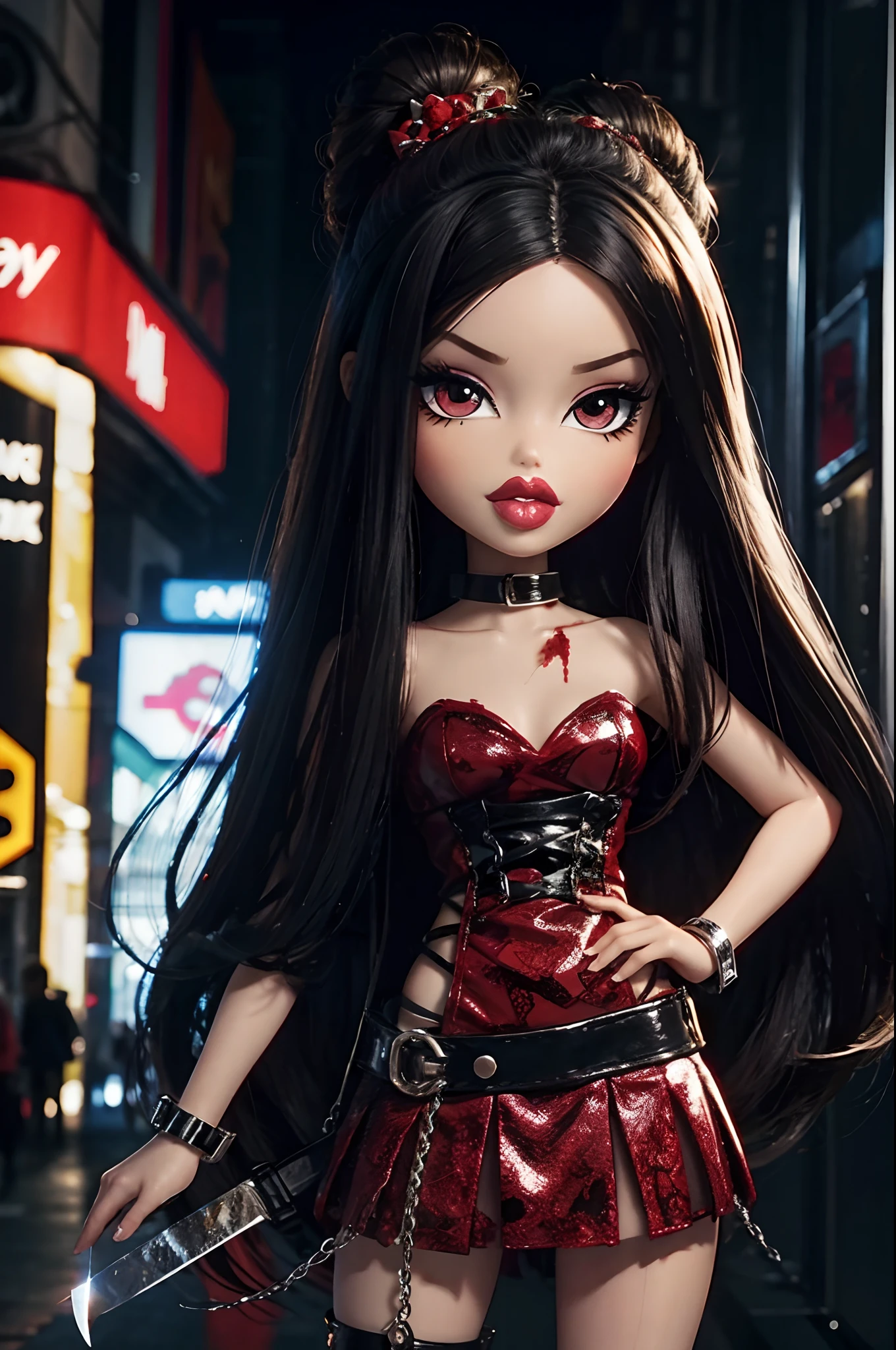 Bratz Doll with a bloody knife