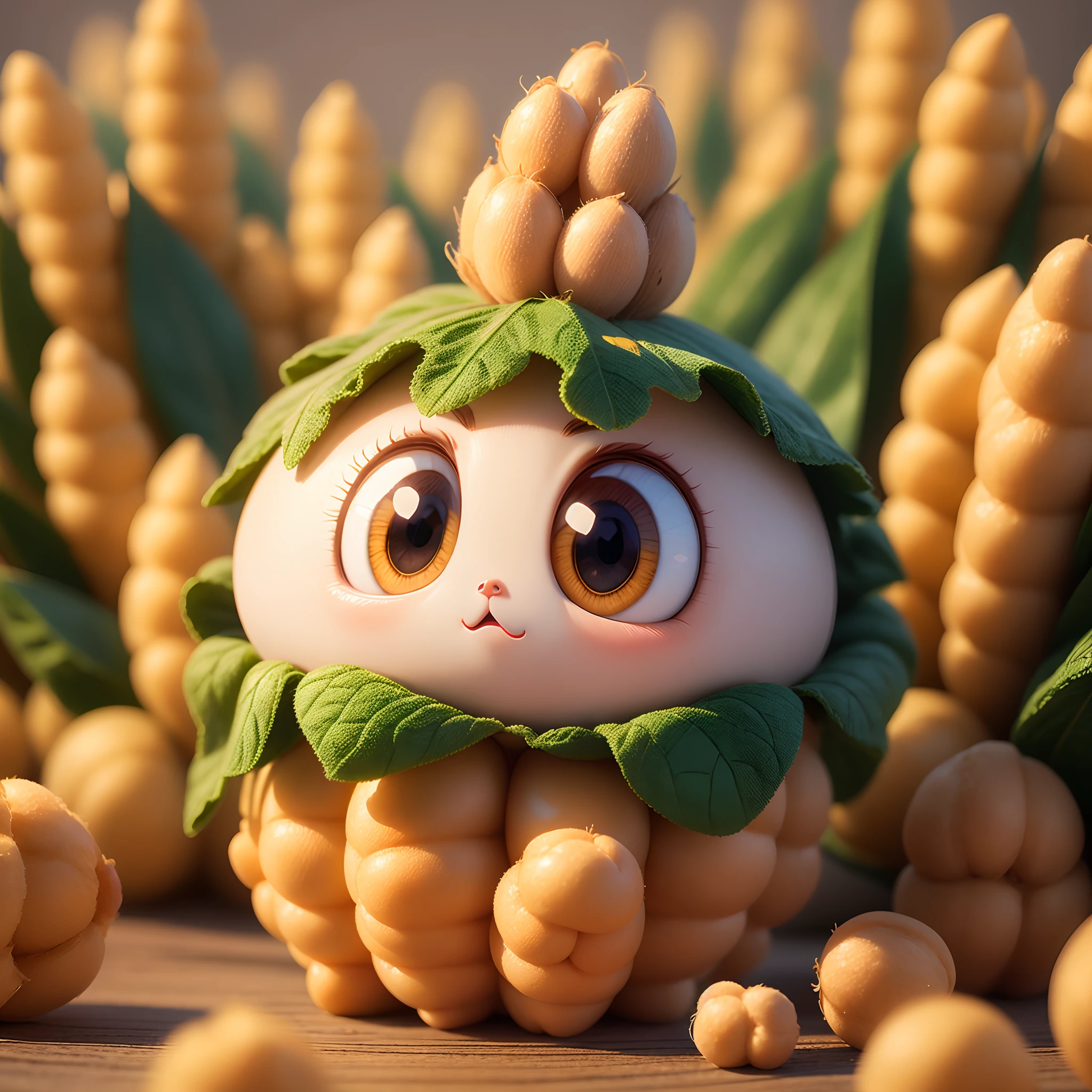 Cute chickpea mascot , big eyes , high resolution, 8K clarity, sharp details, vibrant colors, optimal pixel count, crystal clear, exceptional quality, top-notch resolution, picture-perfect, impressive sharpness, detailed imagery, outstanding precision, superior definition, maximum pixels