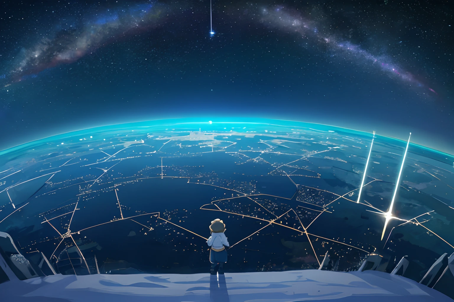 Starry sky、plateau、Skysky:the ground=4:1、Superb view、Fisheye、Fantastical、kirakira、