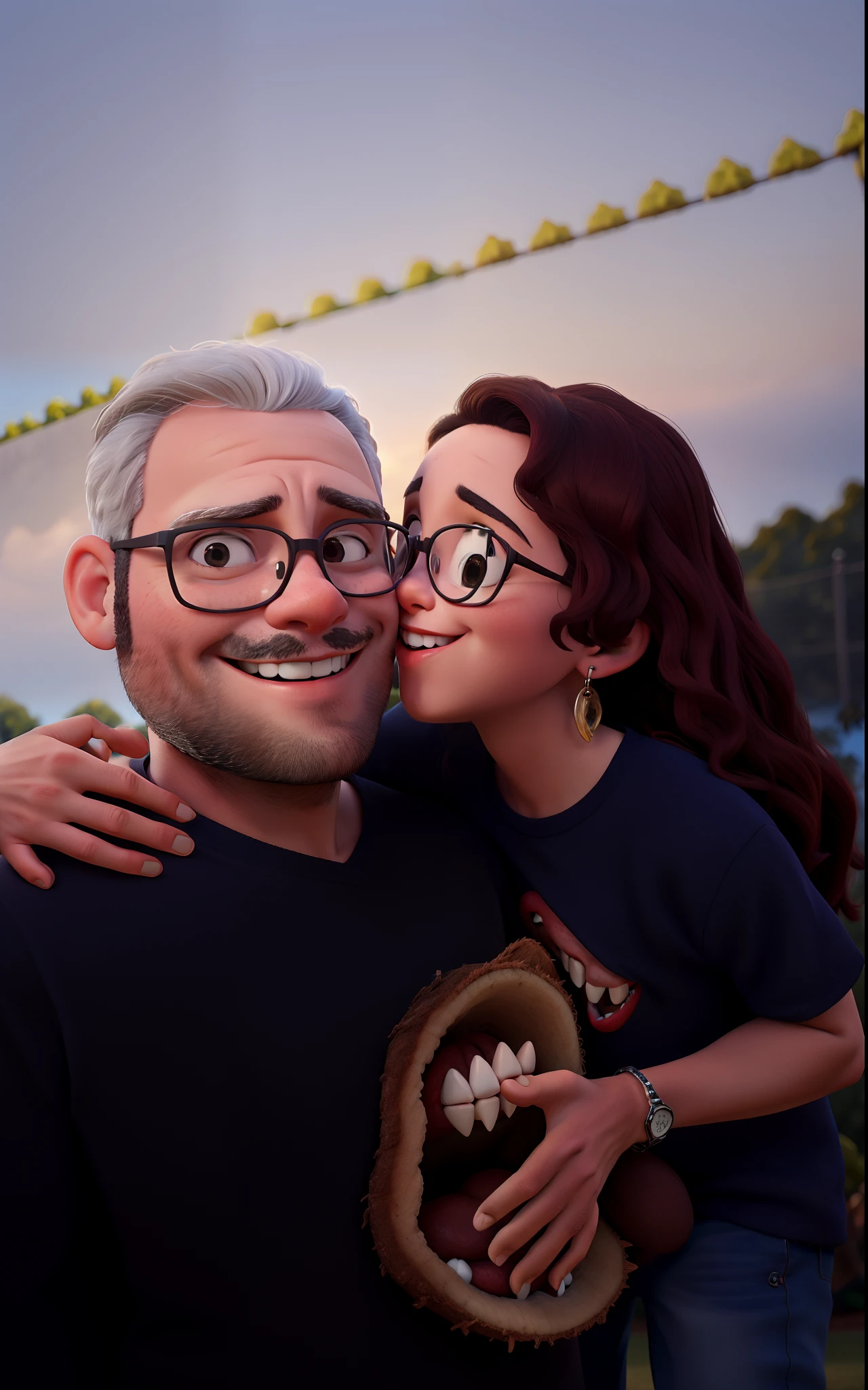 Casal sorridente no parque