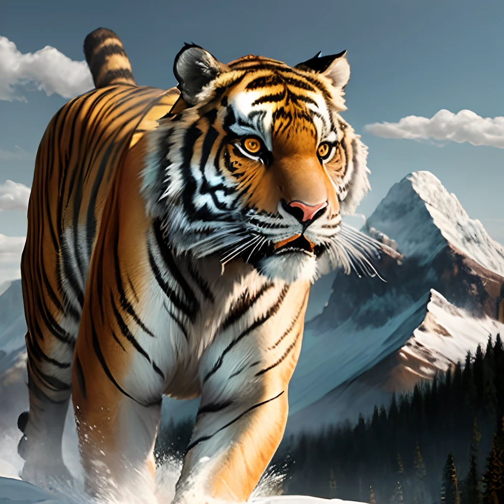 The fierce tiger lowers the mountain