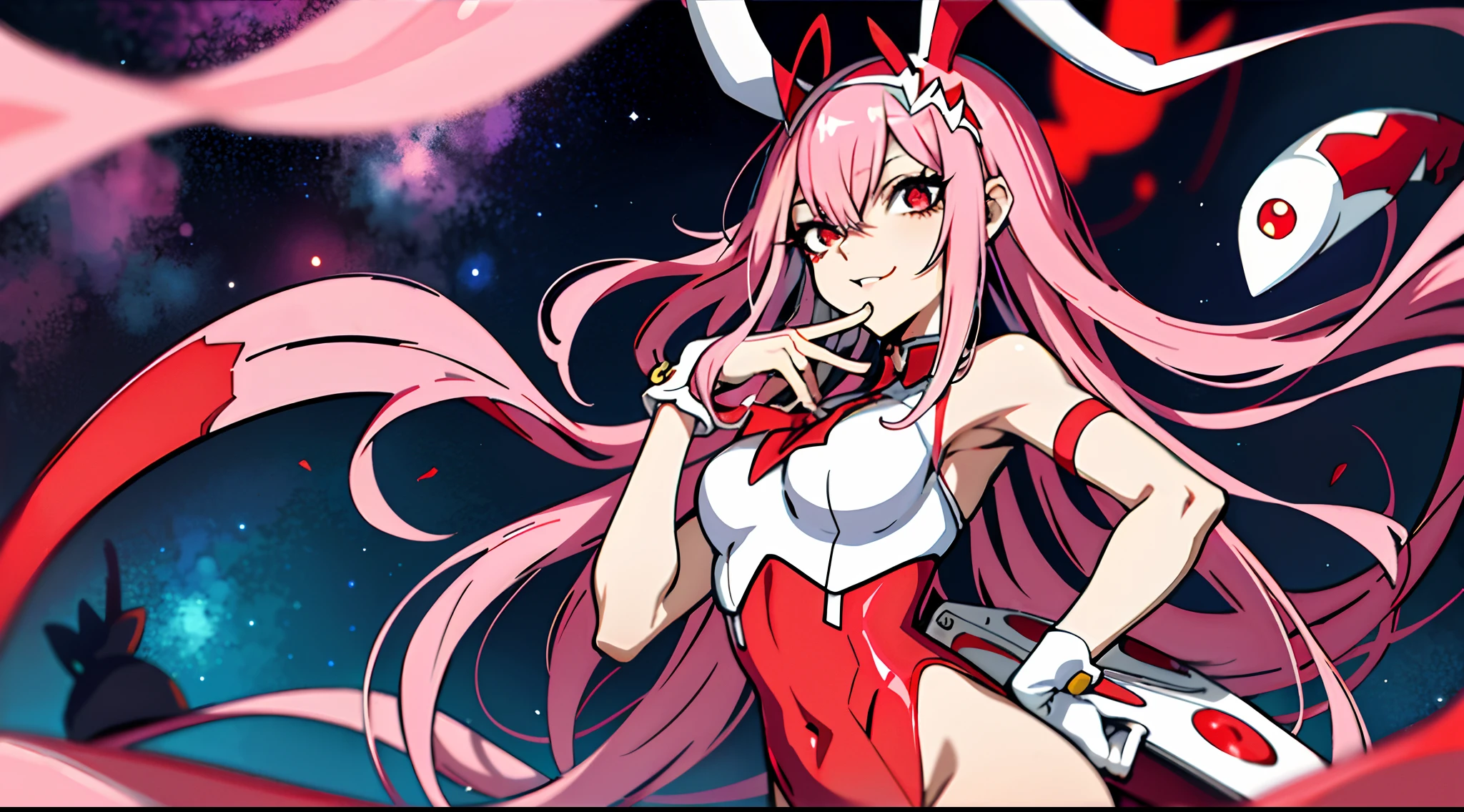 Masterpiece, Best Quality, Highly detailed, illustration, absurdres, street fighter, tamaki iroha, red eyes, doll suit, shadaloo doll, nazi saluting, military, military saluting, salute, pink-hair, 1 girl, solo, expressionless, emotionless eyes, looking at viewer, red gloves, emotionless, black latex, corrution, zofa suit, zofa soldier, mind control, female combatant, full body, hypnotized, standing, standing at attention, unhappy trance, full body suit, Puella Magi Madoka Magica Side Story: Magia Record