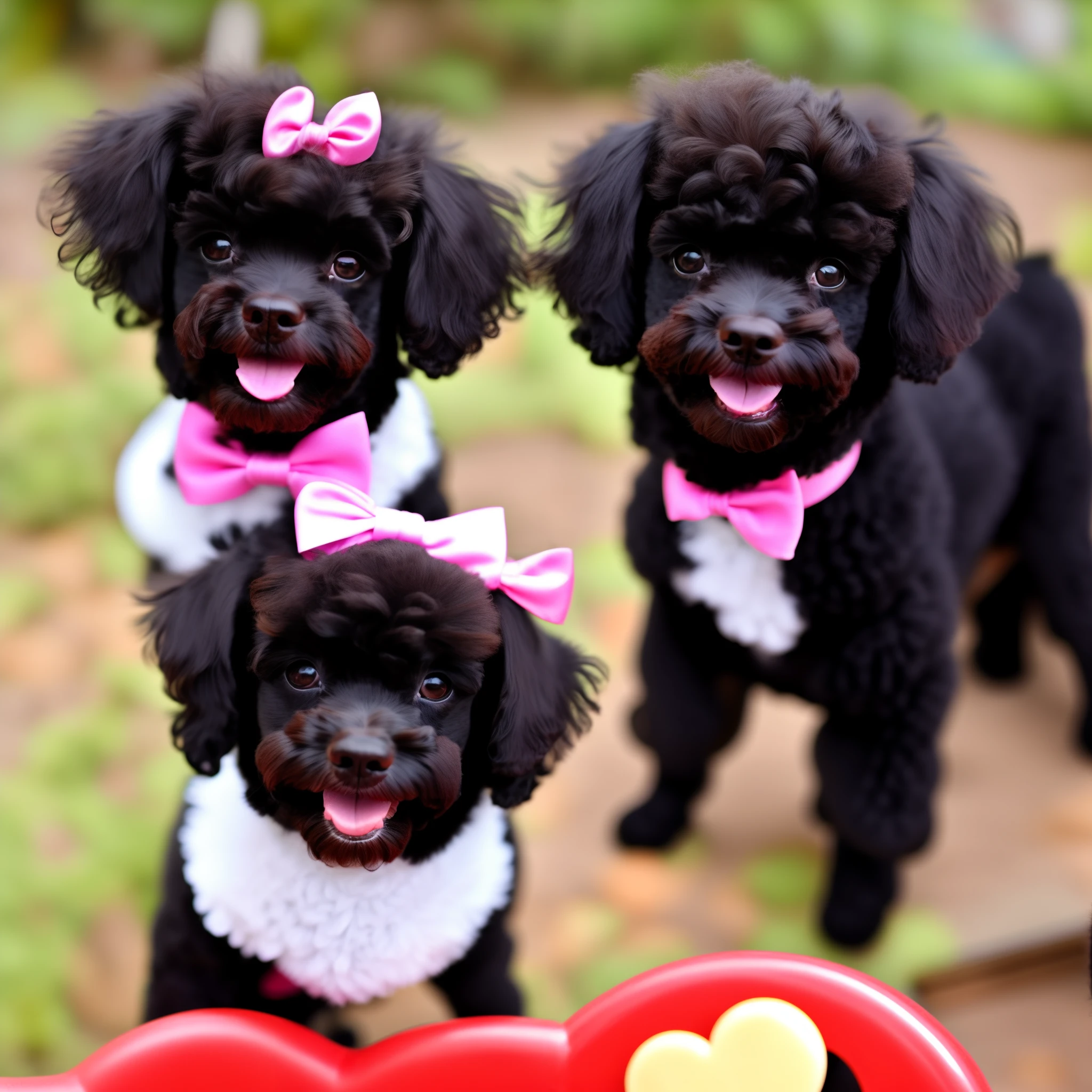 A black toy poodle is smiling。Disney style。