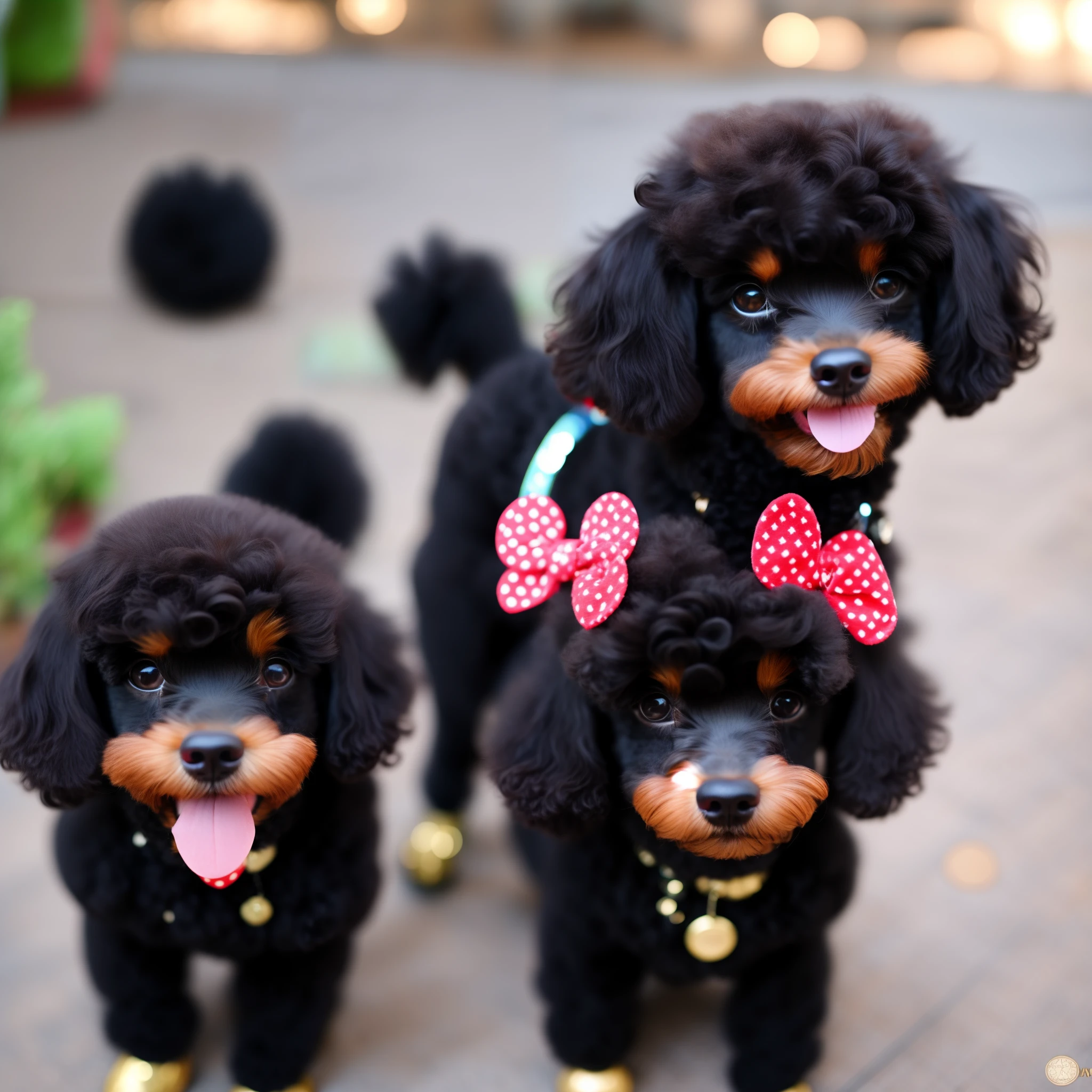 A black toy poodle is smiling。Disney style。