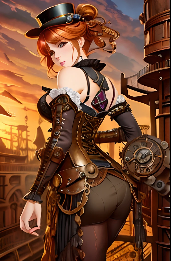 ((Best quality)), ((masterpiece)), (detailed:1.4), 3D, steampunk gal, intricate steampunk top hat, steampunk googles, purple corset, enormously detailed,HDR (High Dynamic Range),Ray Tracing,NVIDIA RTX,Super-Resolution,Unreal 5,Subsurface scattering,PBR Texturing,Post-processing,Anisotropic Filtering,Depth-of-field,Maximum clarity and sharpness,Multi-layered textures,Albedo and Specular maps,Surface shading,Accurate simulation of light-material interaction,Perfect proportions,Octane Render,Two-tone lighting,Wide aperture,Low ISO,White balance,Rule of thirds,8K RAW,Masterpiece, best quality, (8k very detailed CG unit wallpaper) (best quality), (best illustration), (best shading) a golden sea wave, bright orange aol sunset through the wave, golden water drops flying, (:1. 6),