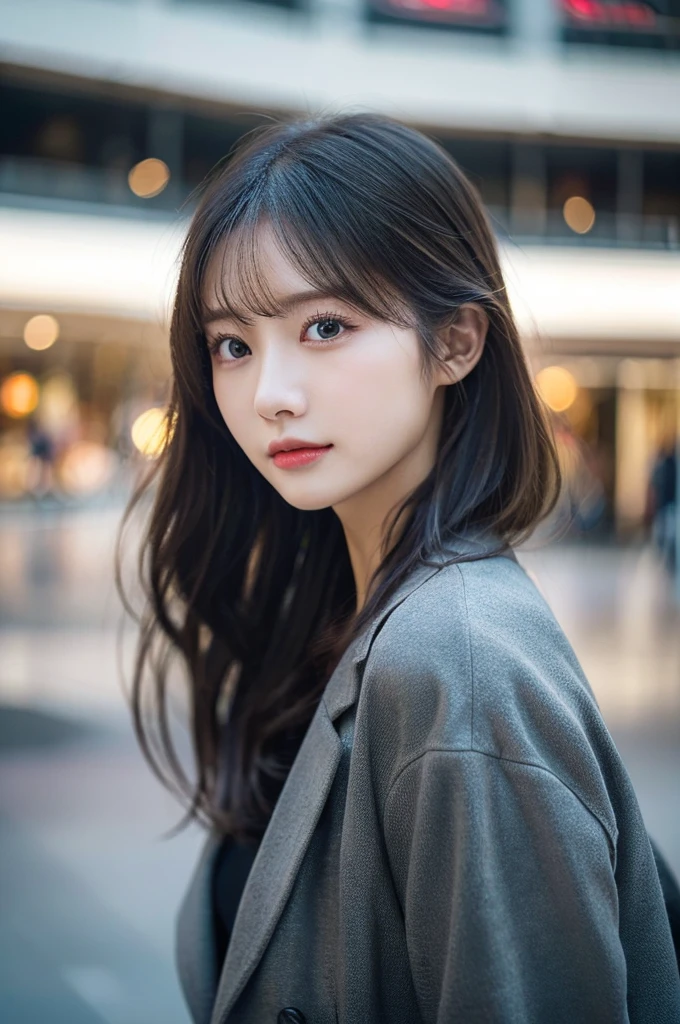 masterpiece、top-quality)、1 beutiful girl、Slim body、((Black and white plain clothes:1.1))、(Detailed beautiful eyes)、Walk around the store、((Boyish Brown Medium Hair))、((Smaller face))、((Neutral face))、((Face seen from the side))、((Light brown eyes))、((Korean Girl))、((18year old))、((cool lady))、((Wild look))、((Korean Makeup))、((elongated and sharp eyes))、((Happy dating))、((looking distantly))、((boyish))、((Shot from the same height as your face))、((Viewers are tall))、((She is walking in front of the viewer))、((Spoiled by viewers))