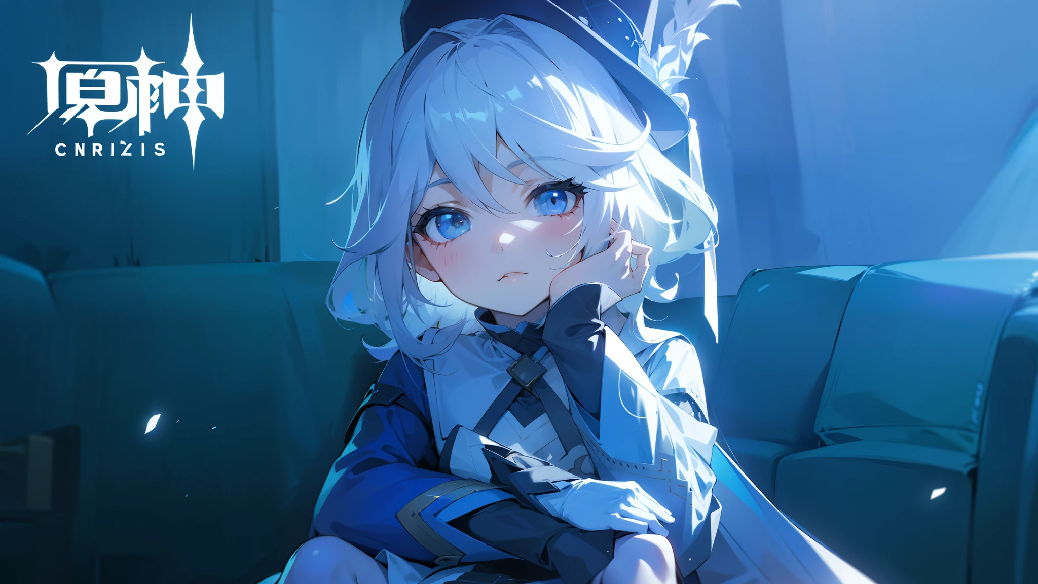 1girl in,Sitting on a cozy sofa,cross one's legs,Soft light