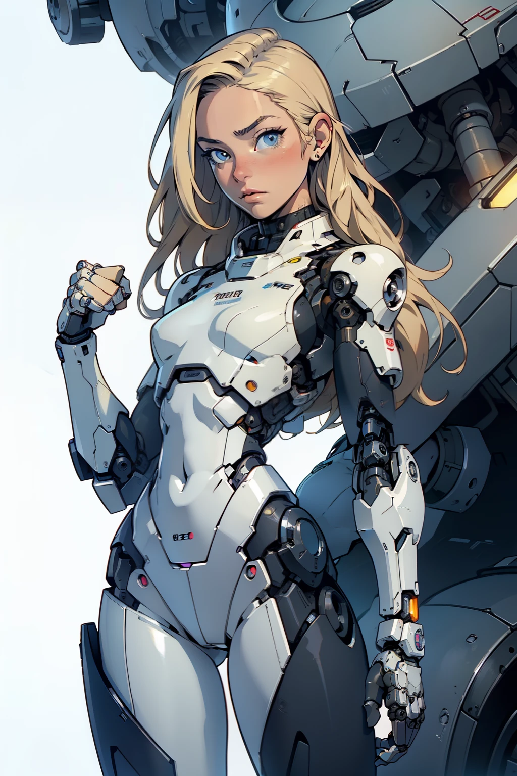 Doomsday Science Fiction City Vision Cyber Style Mechanical Style Female Warrior Cute Metal Mecha Costume Clear Corset Tight Leather Pants Flowing Combat Suit Long Hair Exoskeleton Mecha Forward Convex Back Sci-Fi Aircraft Painted Watercolor Style Colorful Watercolor Brush Strokes Illustration Style --auto --s2