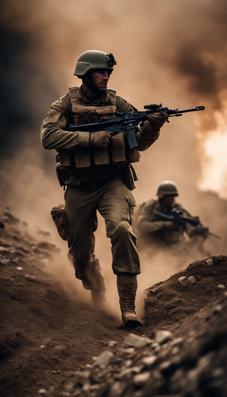 Soldiers fighting in war
