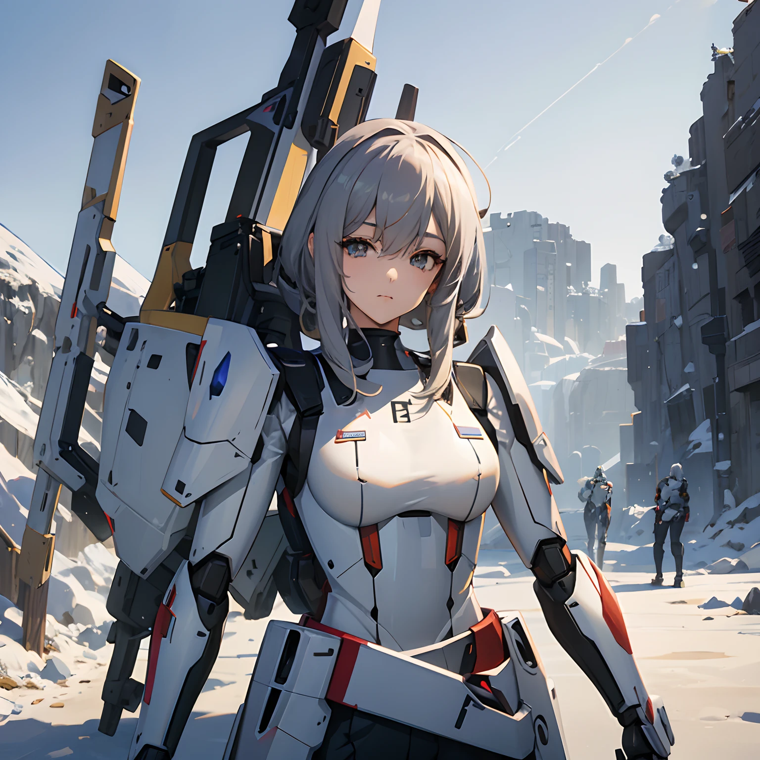 Drawings of robots with guns and guns, Streamlined armor, modern mecha anime, cool mecha style, female mecha, Gundam armor, Mobile Suit, anime mech armor, # Mecha, arasaka mech, eva unit-00 in the back, Anime manga robot!! Anime girl, anime large mecha robot, gundam style