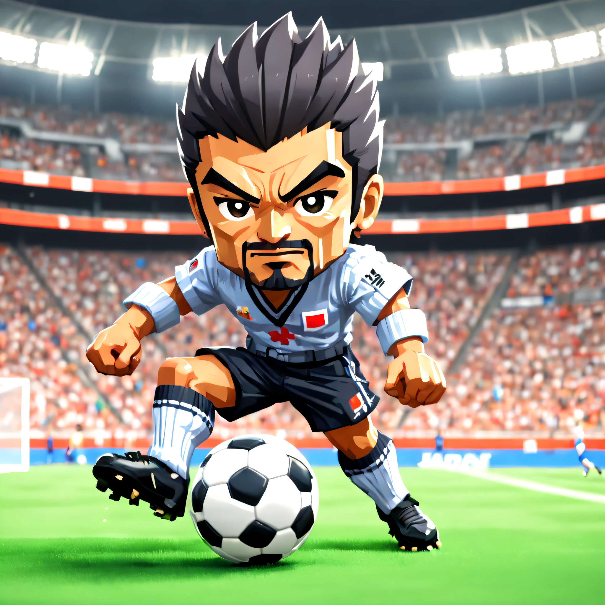 (Pixel art:1.5), (pixel theme:1.5), (chibi emote:1.5), (chibi character:1.5), (japanese game character:1.5), (fantasy:1.5), (1japanse samurai:1.5), (Toshiro Mifune:1.5), (playing soccer:1.5), (soccer stadium:1.5), (world cup final:1.5), (kicking soceer ball:1.5),(half line:1.5),(japan:1.5), (1soccer_ball:1.5),dynamic,(goal scene:1.5),