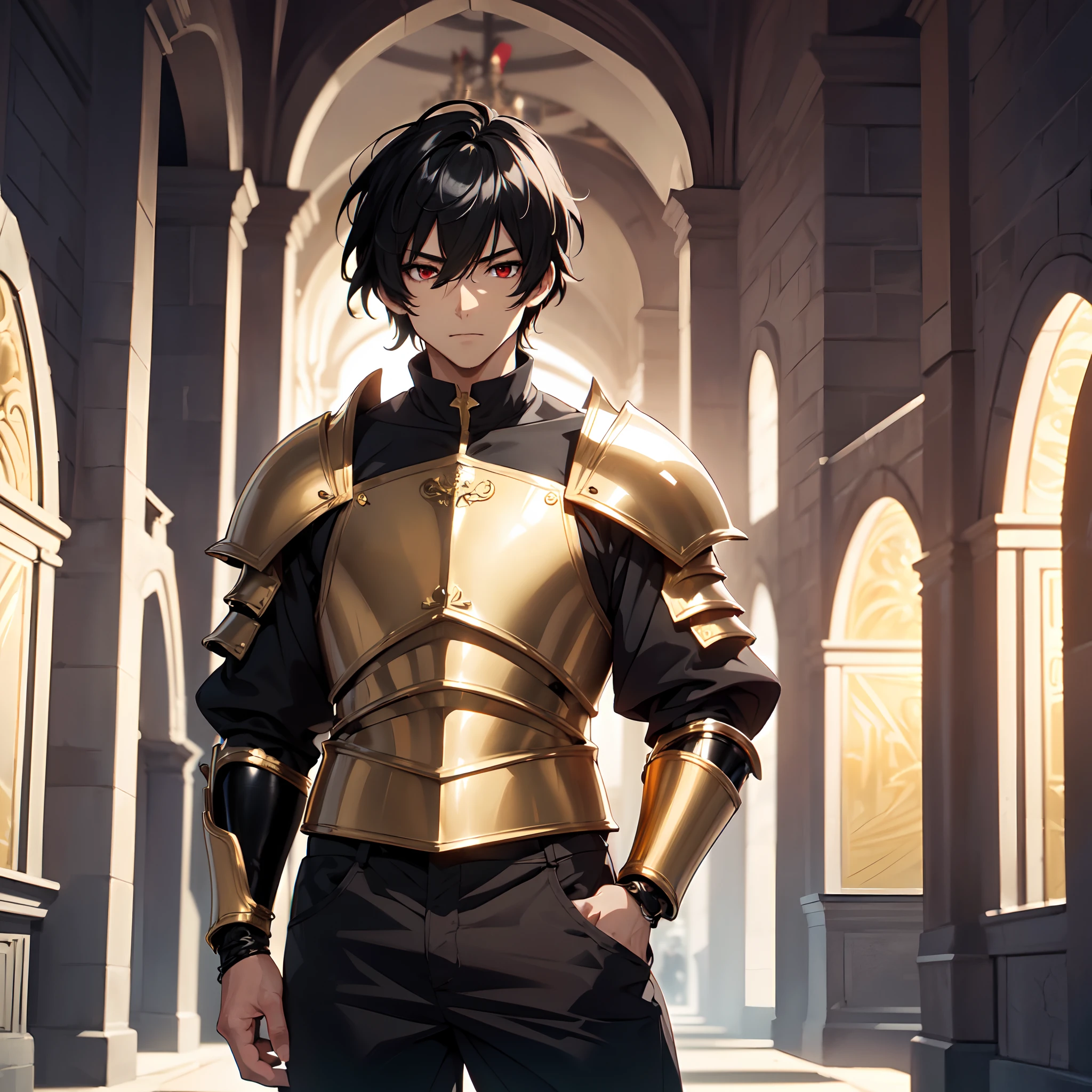 128K Ultra High Definition,
128K Ultra High Quality,
128K Ultra High Resolution,
Best Definition,
Best Quality,
Best Resolution,
Perfectly Detailed,
Perfectly Designed,
Extremely Detailed,
Extremely Designed,
Hyper Detailed,
Hyper Definition,
Hyper Quality,
Hyper Resolution,
Masterpiece,
(((Anime))),
Body Shot,
(((Boy))),
Handsome,
Muscular Body,
(((Black Short Hair))),
(((Red Eyes))),
(((Hyper Detailed & Perfectly Designed With Ultra High Quality Gold Warlord Armor))),
(((Inside Of Medieval Royal Palace Background Scenery))),