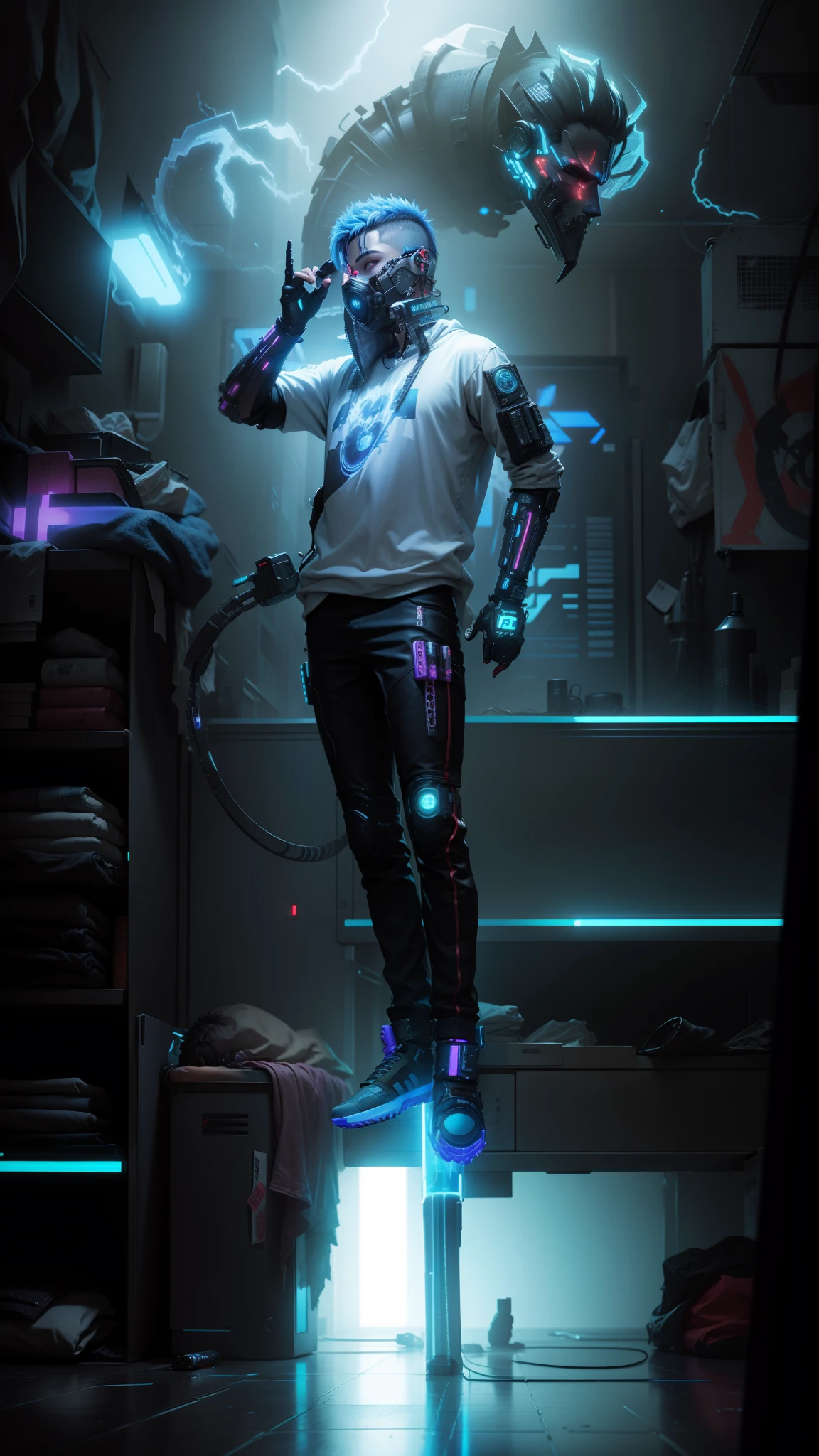 A combat-ready panda in an big energy suit, set against the backdrop of a futuristic metropolis. Medium: Hyper-realistic digital painting. Style: Influenced by the video game "Cyberpunk 2077" and the anime "Ghost in the Shell". Lighting: High-contrast, with spotlights highlighting the panda and energy suit. Colors: Muted grays and blacks for the city, contrasted with the glowing energy suit in electric blue. Composition: Captured on a Nikon D6, using a NIKKOR 35mm f/1.8G lens, Resolution 20.8 megapixels, ISO sensitivity: 3,280,000, Shutter speed 1/8000 second. Close-up shot focusing on the panda's face and upper body, with the city blurred in the background. --ar 16:9 --v 5.1 --style raw --q 2 --s 750