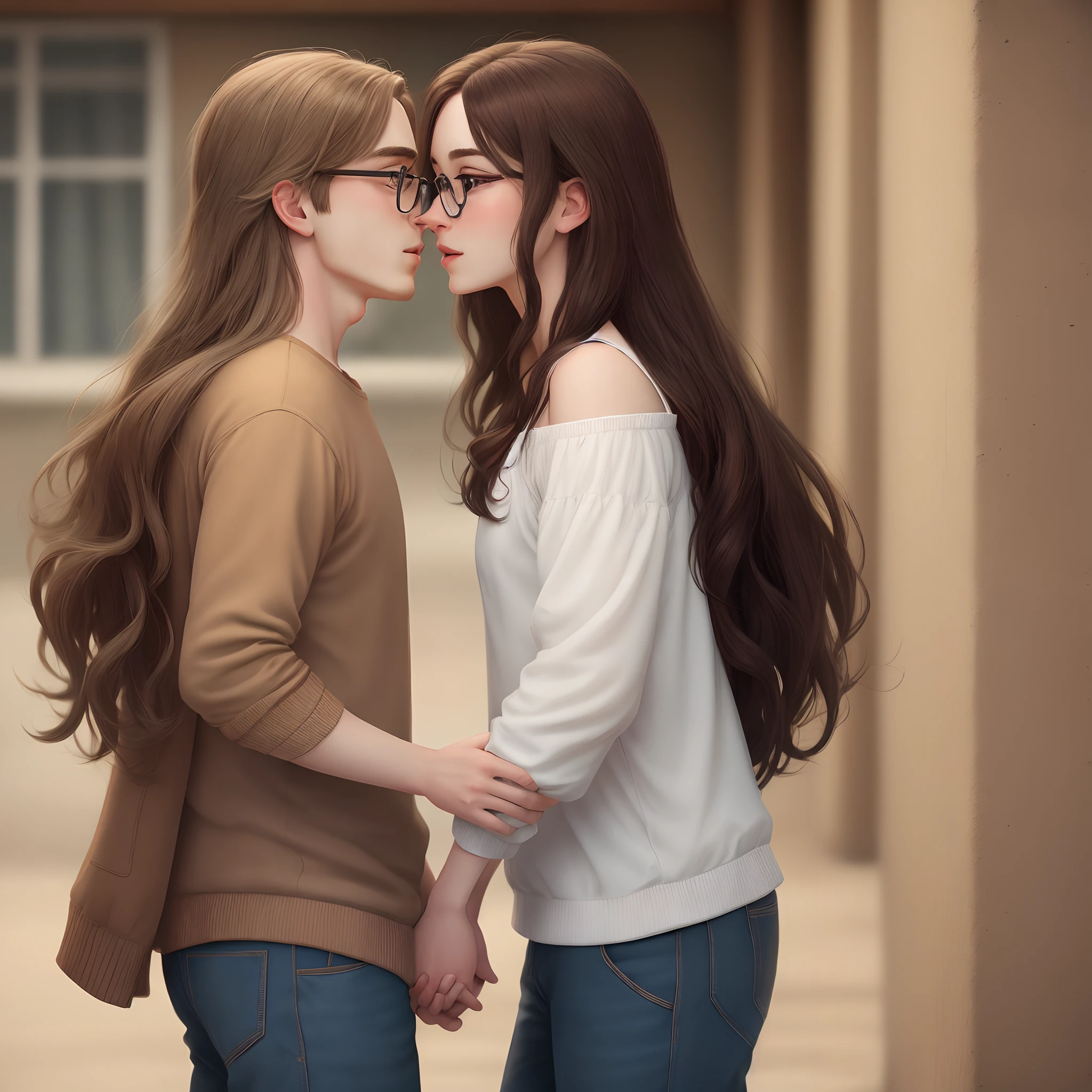 (best quality) Couple , Boy and girl Hugging each other , Men and Girl , Casual , Comfortable, Happy , Together, Girl ( Pretty, Beauty girl , Brown hair , Pretty , huging boy, White Pale Skintone ), Men (Casual Knitt , Boxer pants , Abs , Muscle , Handsome ) White Pale Skintone , Romance , UHD , 8K