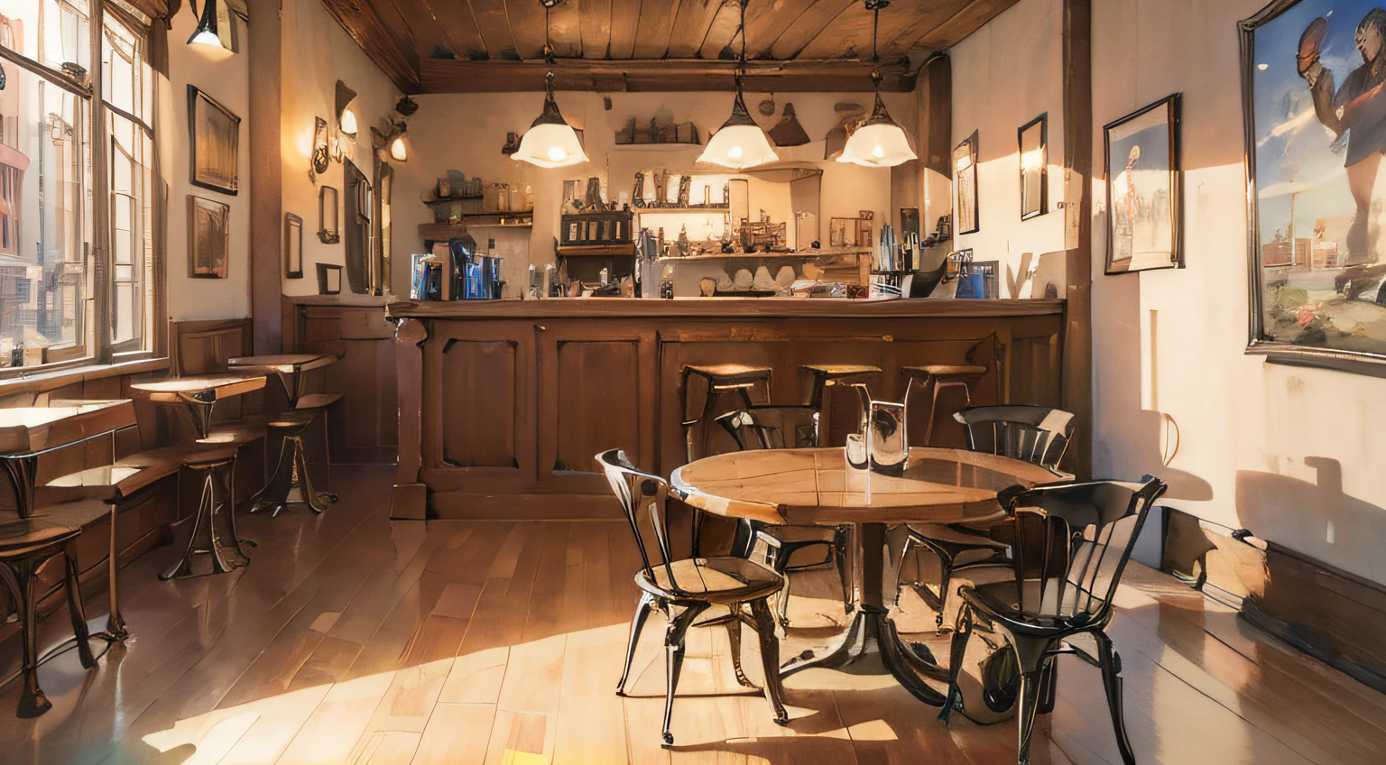 Best quality,masterpiece,ultra high res,(photorealistic:1.4), very elaborate, realistic, coffee shop