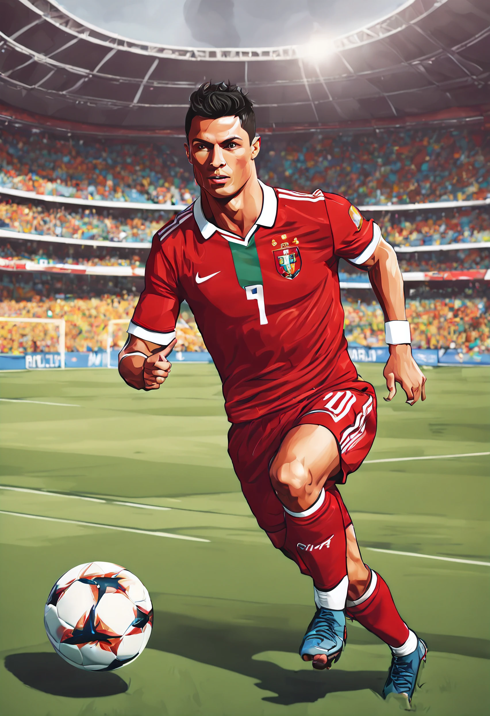 Alafi footballers in red uniforms run with the ball on the pitch, Digital rendering of Julia Pishtar, drools, Renaissance, Footballer Cristiano Ronaldo, Cristiano Ronaldo, Portrait of Cristiano Ronaldo, dribbble, Cristiano Ronaldo as Batman, Ronaldo phenomenon, Portugal, Ronaldo Luis Nazario of Lima, Ronaldo Luis Nazario da Lima