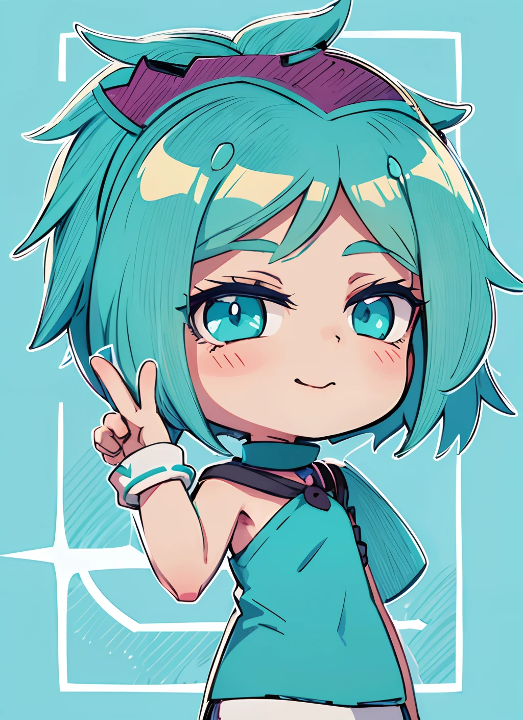 a cartoon girl with a crown on her head, anime moe artstyle, 2 d anime style, anime girl with teal hair, sad cerulean eyes, anime stylized, in an anime style, 2 d anime, stylized anime, flat anime style shading, cute anime face, fubuki, anime art style, anime visual of a cute girl