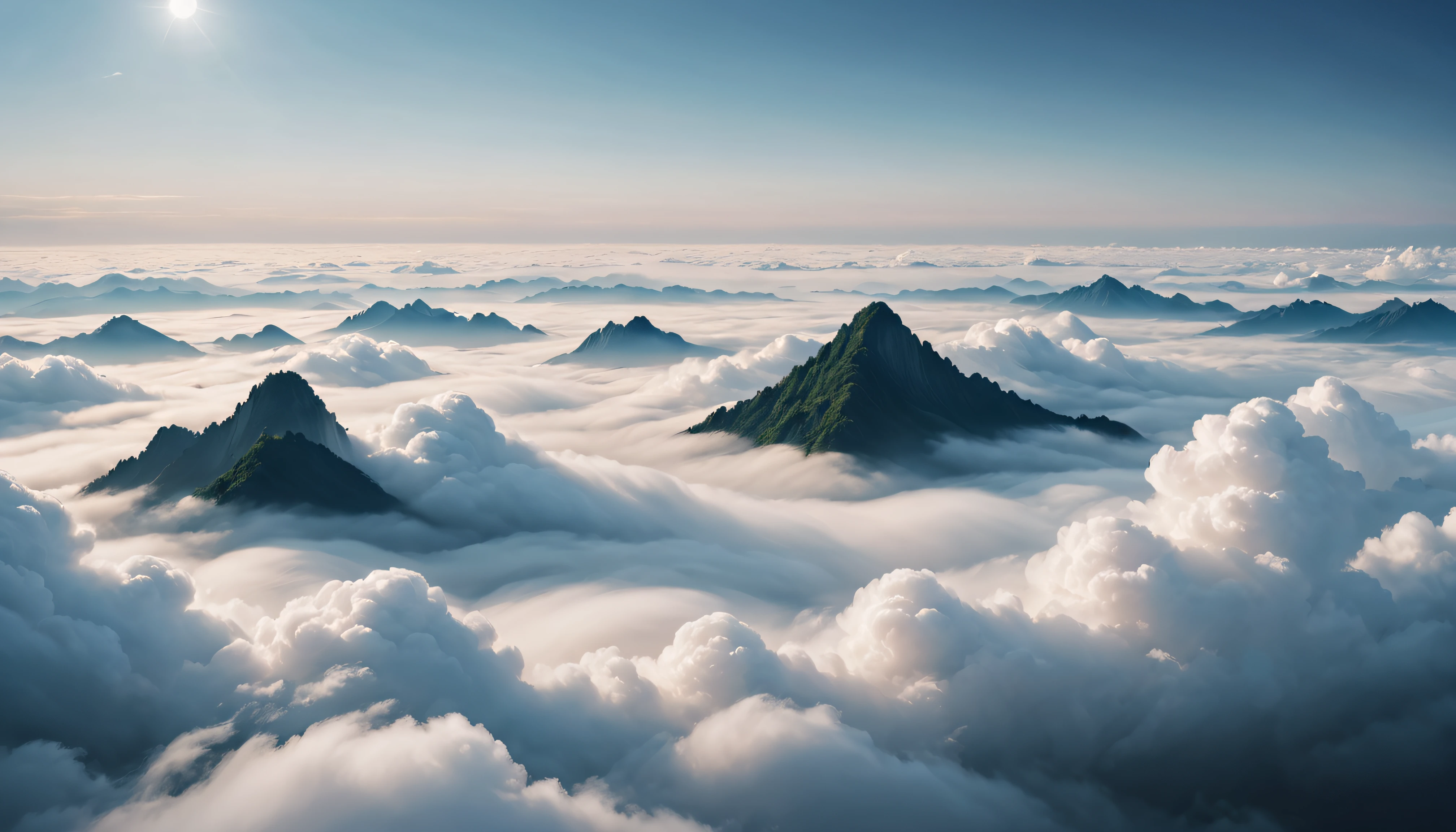 Chinese background，Quintessence，minimal style，large scene，A calm sea of clouds scene，Contains opera elements，A small number of auspicious cloud patterns，high high quality，optimum，White tones are predominant，Flat viewing angle，ultra-clear，Delicate