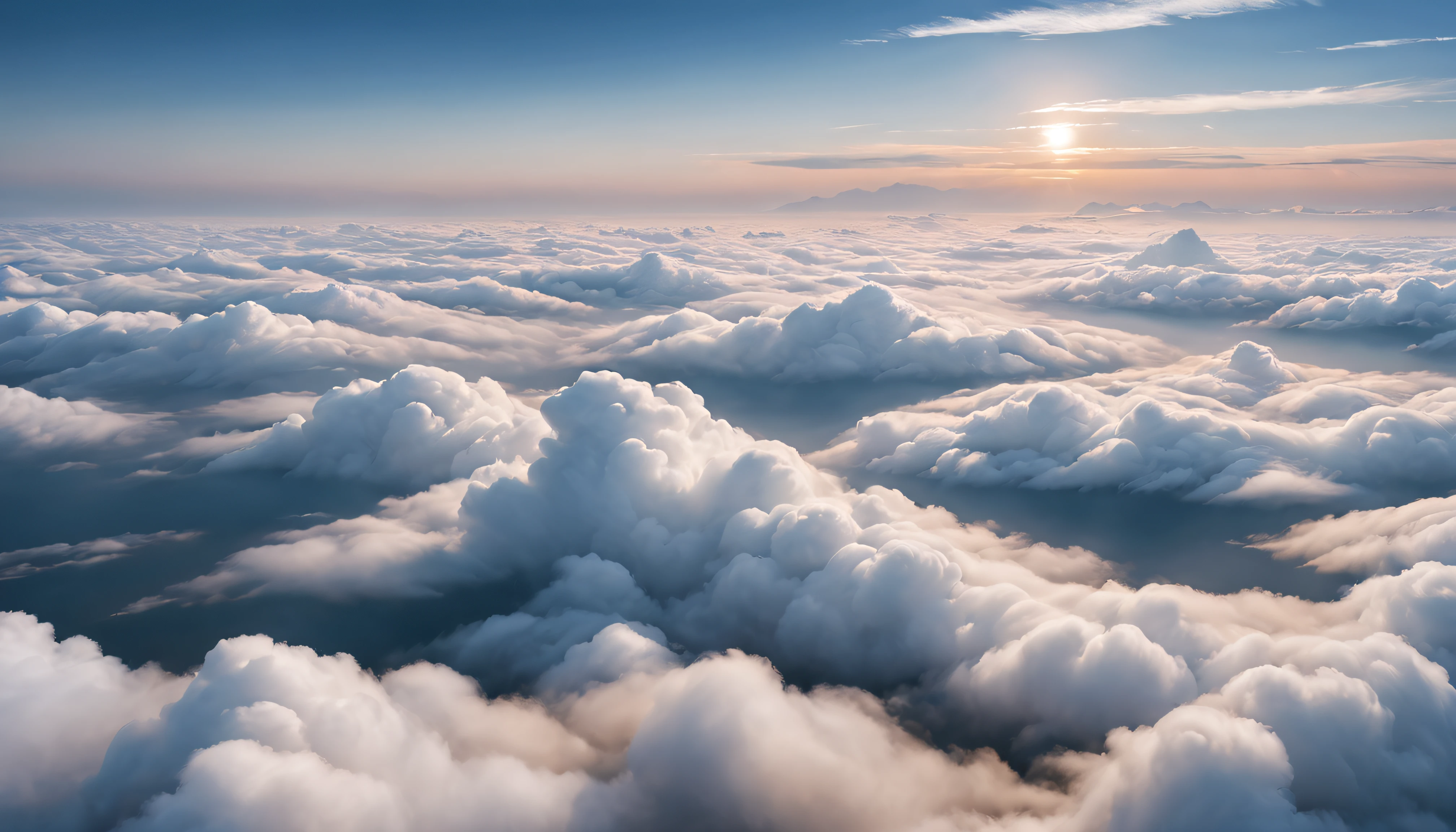 China-style，minimal style，large scene，A calm sea of clouds scene，A small number of auspicious cloud patterns，high high quality，optimum，White tones are predominant，Flat viewing angle，ultra-clear，Delicate