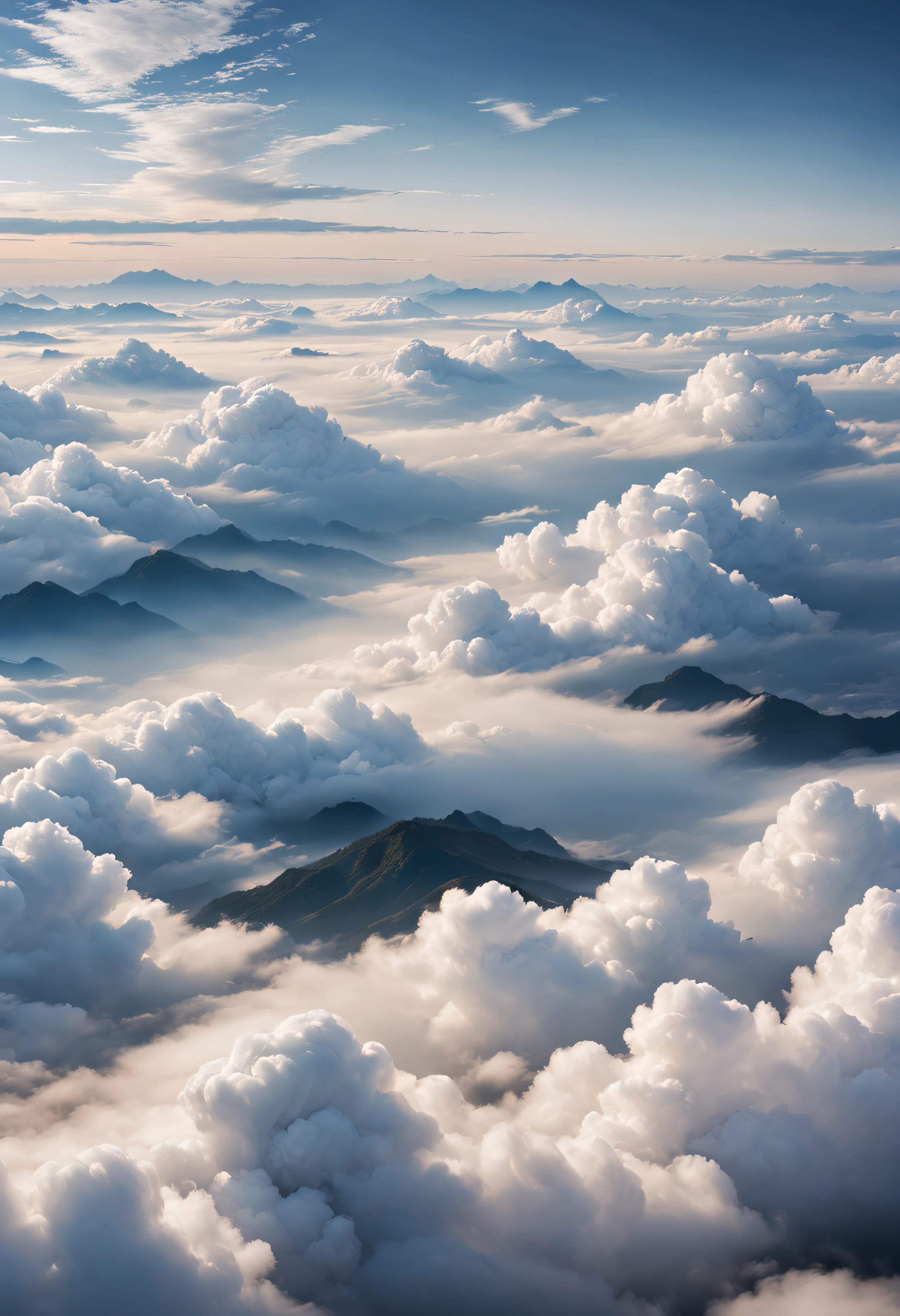 China-style,minimal style,large scene,A calm sea of clouds scene,A small number of auspicious cloud patterns,high high quality,optimum,White tones are predominant,Flat viewing angle,ultra-clear,Delicate