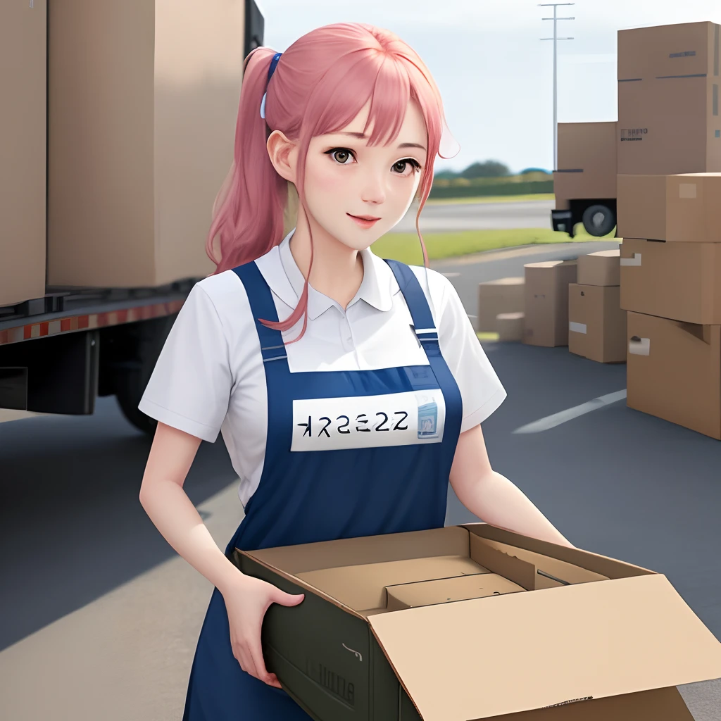 A female staff member works as a mover.