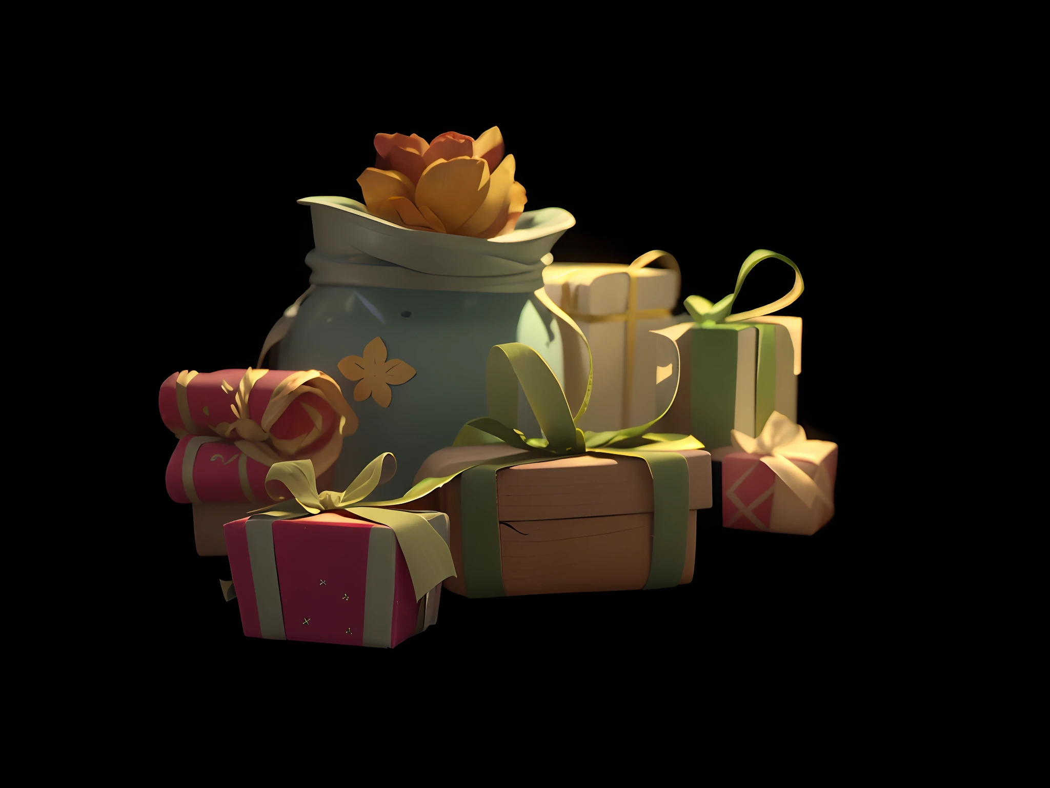 (Masterpiece), (Best quality: 1.1), (Super detail), detail, White sand in a glass bottle,Christmas gift box,k hd