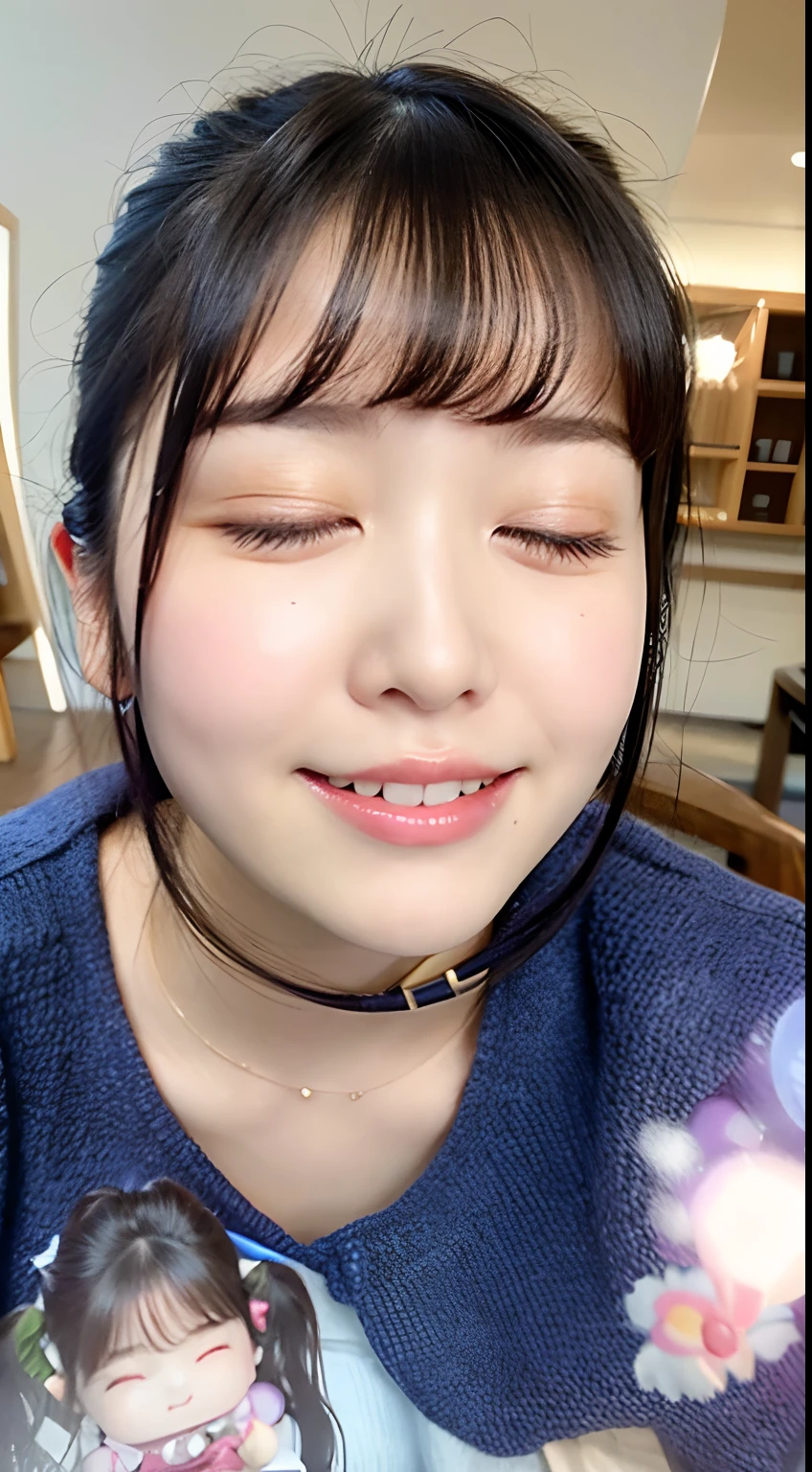 there is a woman with her eyes closed and her eyes closed, sakimichan, clear cute face, wan adorable korean face, belle delphine, chiho, jaeyeon nam, shikamimi, squinting, lalisa manobal, with cute - fine - face, sun yunjoo, sleepy expression