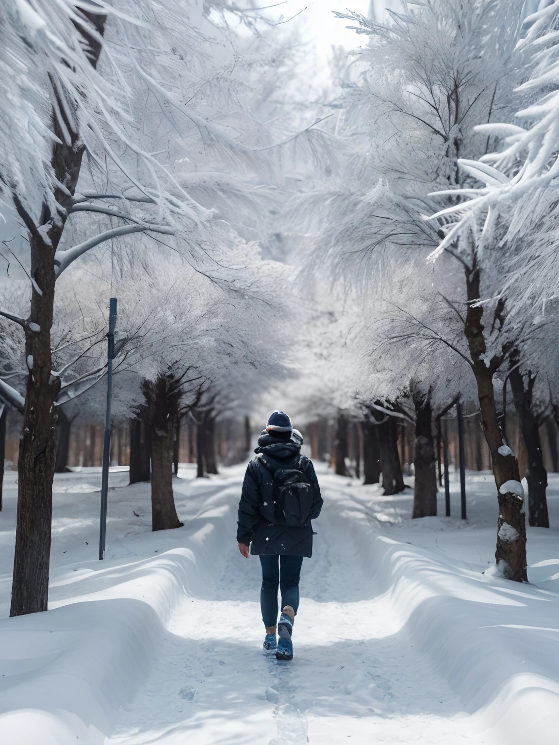A high resolution,ultra - detailed,offcial art,统一 8k 壁纸,ultra - detailed,Beauty and aesthetics,Master masterpieces,best qualtiy,Solo, reality, , In winter, 1 girl walking in the woods, Face away from the camera,Ice crystals on trees, Ice and snow,(Zen entanglement,Ice and snow,Tangled,entangled),(s fractal art:1.3),Photorealistic photorealism,(Master masterpieces,top-quality,best qualityer,offcial art,Beauty and aesthetics:1.2),Very detailed,s fractal art,Variegated,Most details,zentangle,(abstract backgrounds:1.5)