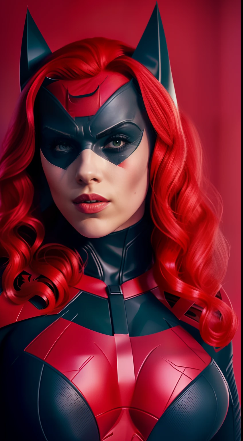 scarlett, (Batwoman cosplay), highly detailed, artstation, smooth, sharp focus, 8K,(underboob)