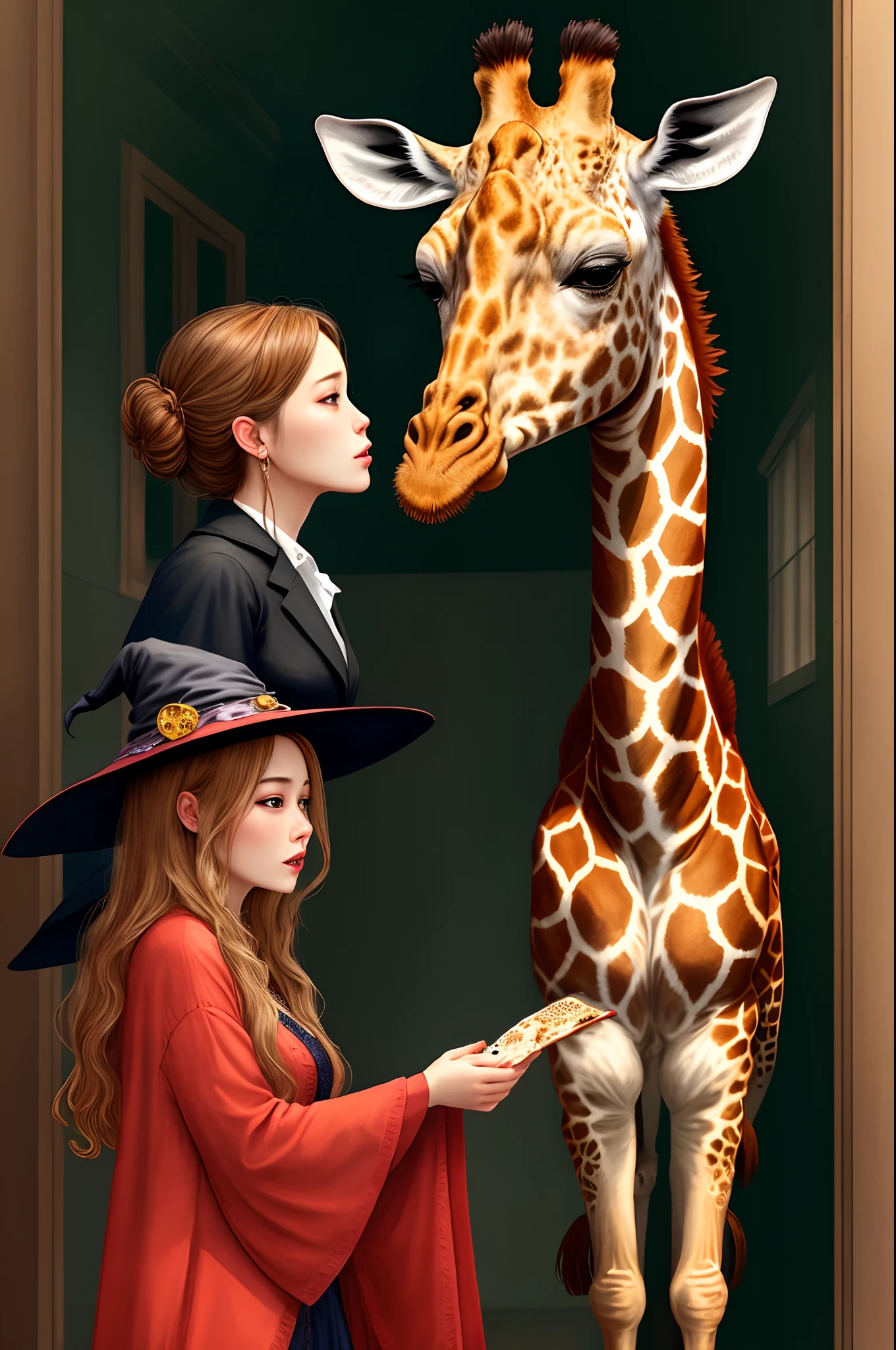 A love story between a witch and a man、Giraffe in the background