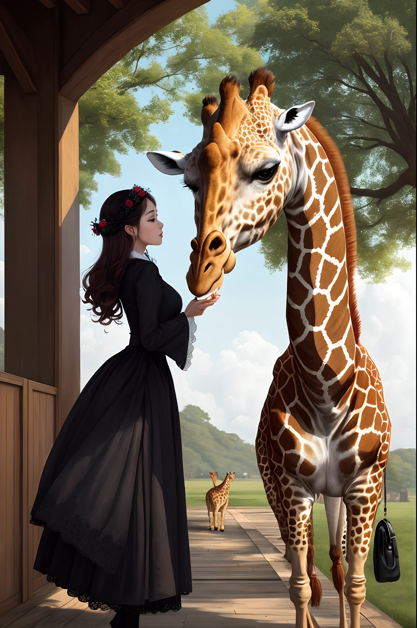A love story between a witch and a man、Giraffe in the background