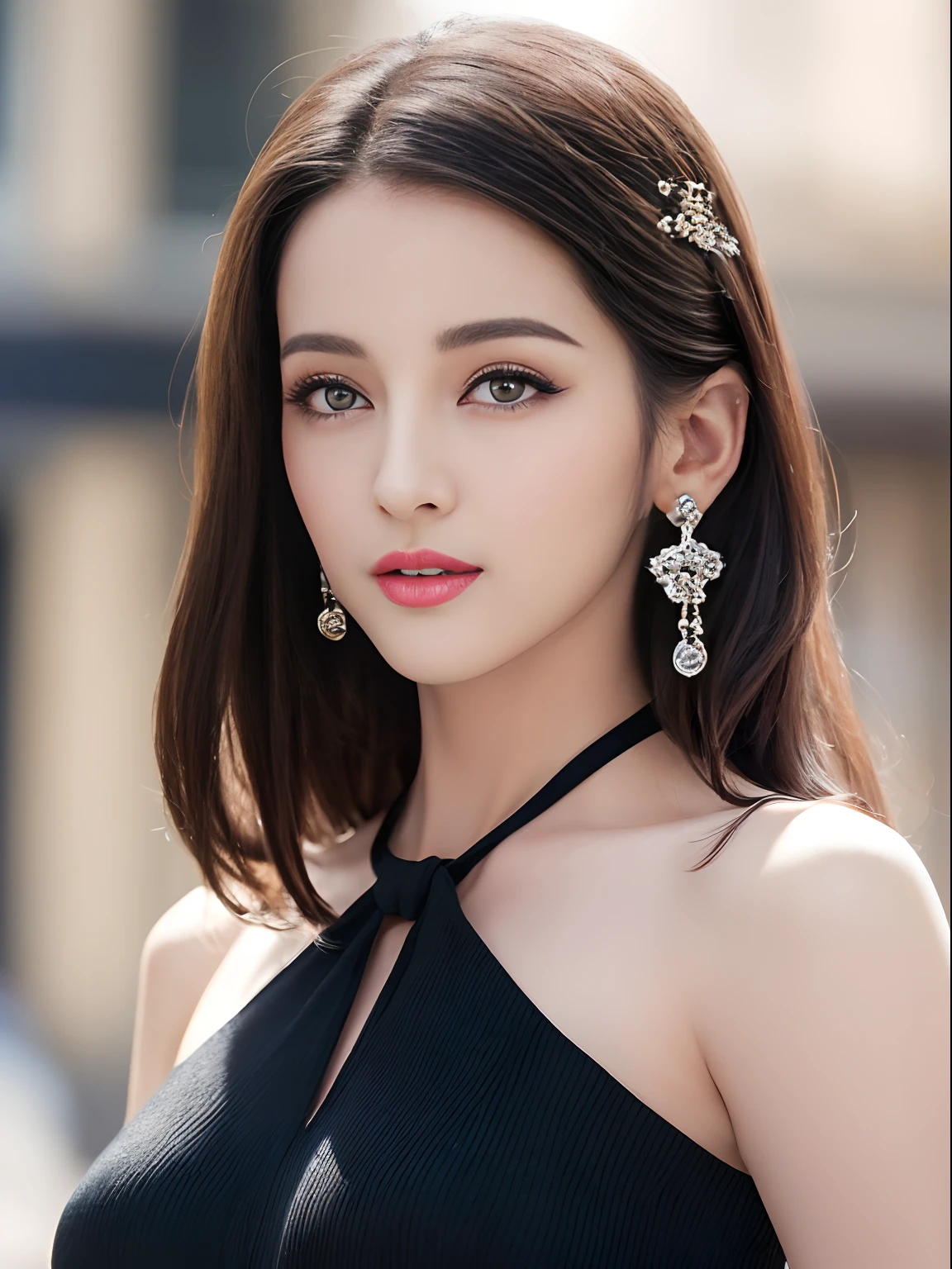 (8k,Best Picture Quality,A high resolution,full bodyesbian,动态照明,Faraway view)Noble princess costume on a black volcano,Appearance, makeup, clothing needs to show a unique and mysterious temperament。Here are some hints and details,Help you create this image:
1. appearance:
- Pale skin:Her skin takes on a pale grayish hue similar to that of volcanic rock,Looks transparent and smooth。
- Eyes like stars:Her eyes were like the deep night sky,The black pupils seemed to be able to devour all light。
- High bun:She coiled her thick, dark hair high,Paired with delicate hair accessories,It's like a black gemstone set on top of your head。
2. Makeup:
- Smoky eye makeup:Her eye makeup features a deep charcoal gray and shiny silver tone,The eyes reveal mystery and coldness。
- Red lips:Her lips were bright as blood,Apply a layer of dark red lipstick,Highlight her nobility and majesty。
3. clothes:
- Gorgeous dresses:She wore a black silk dress,It was like black waves undulating on her,Embellished with precious stones and pearls,shimmering with an enigmatic twinkle。
-Cloak: Her cape is made of black velvet,Inlaid with silver silk thread,Like a shooting star in the night sky,Let her be like a shining star on the black volcano。
These descriptions can help you create a sense of mystery、Noble and charming image of a princess。Remember to use adjectives and detailed descriptions to express her character and the details of her dress。
