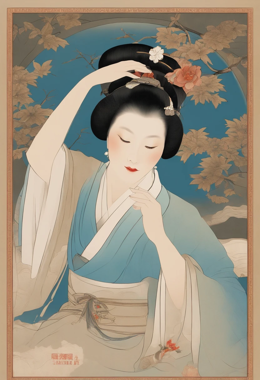 there is a blue book with a white design on it, inspired by Xiao Yuncong, art cover, overlaid with chinese text, overlaid with chinese adverts, inspired by Gao Fenghan, inspired by Cao Buxing, inspired by Guo Chun, artwork in the style of z.w. gu, inspired by Guan Daosheng, by Shitao