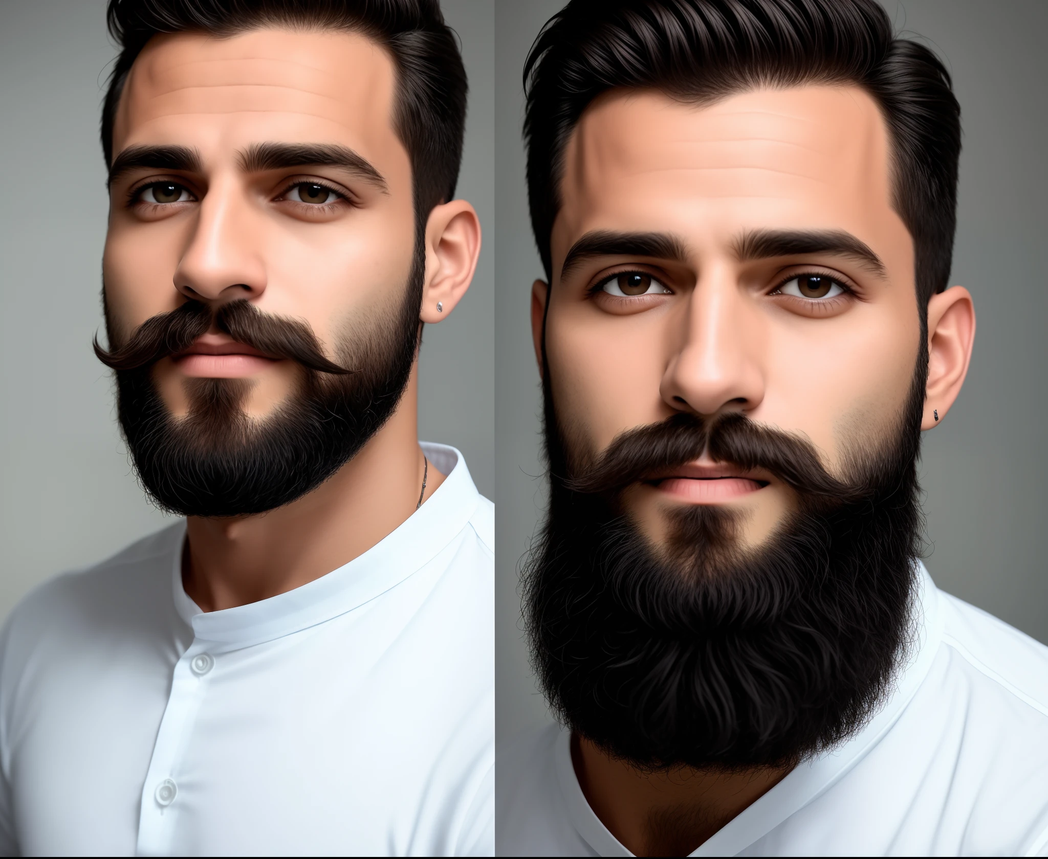 Homem com barba e bigode de camisa cinza, foto de perfil profissional, foto de perfil headshot, imagem de perfil, david rios ferreira, taken in the early 2020s, foto portait foto de perfil, foto de perfil, Postagem no Reddit, na frente de um fundo preto, foto do perfil, Fotografia selfie 8k, Condutor de Ene, foto de um homem