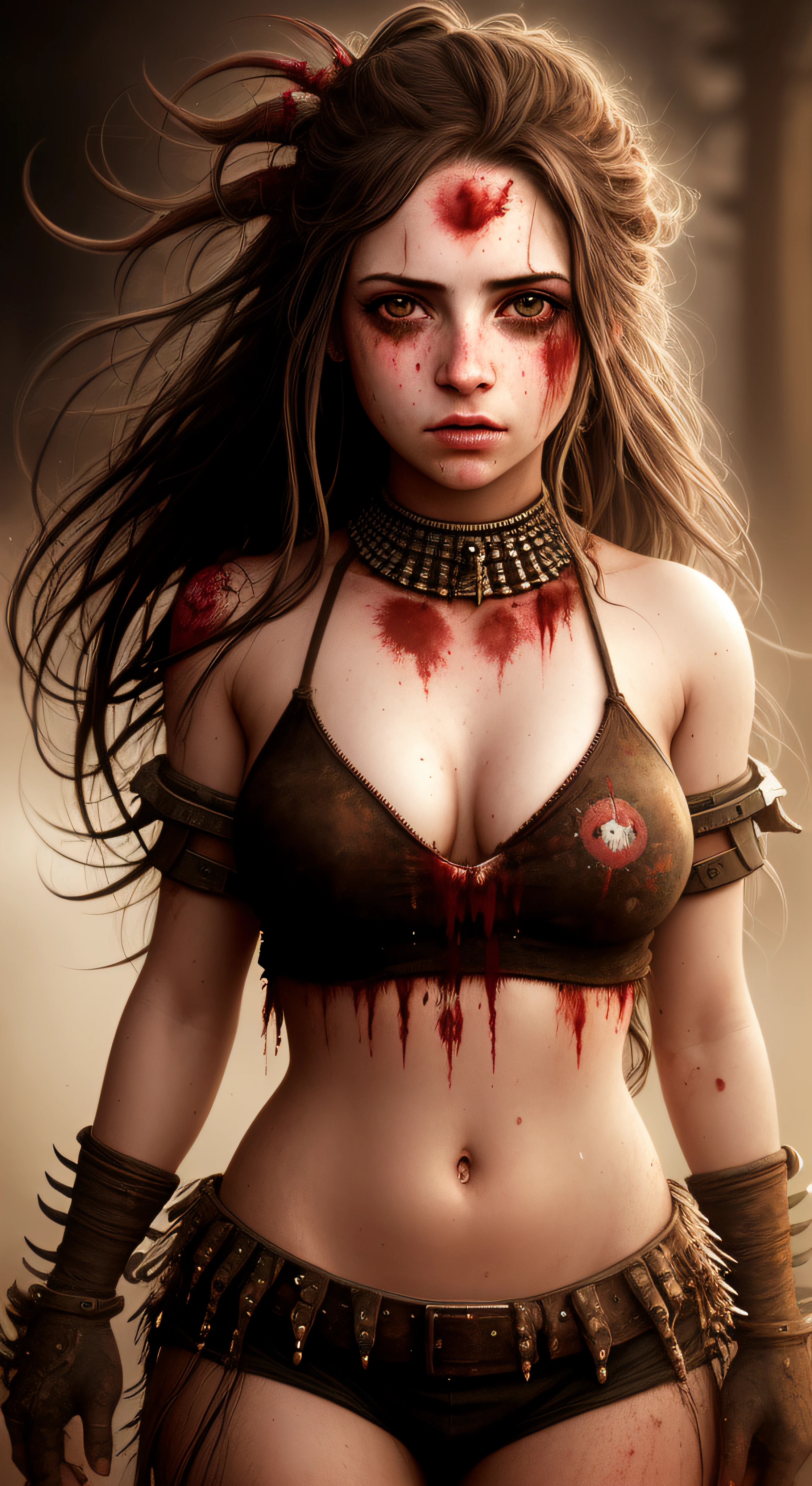 a cute girl, (epic portrait:0.85), flowing hair, sweaty skin, night, [[soft cinematic light, adobe lightroom, photolab, hdr, intricate, highly detailed, ]], ((by brian m viveros)), (depth of field), epic realistic, (bloodpunk:1.2)